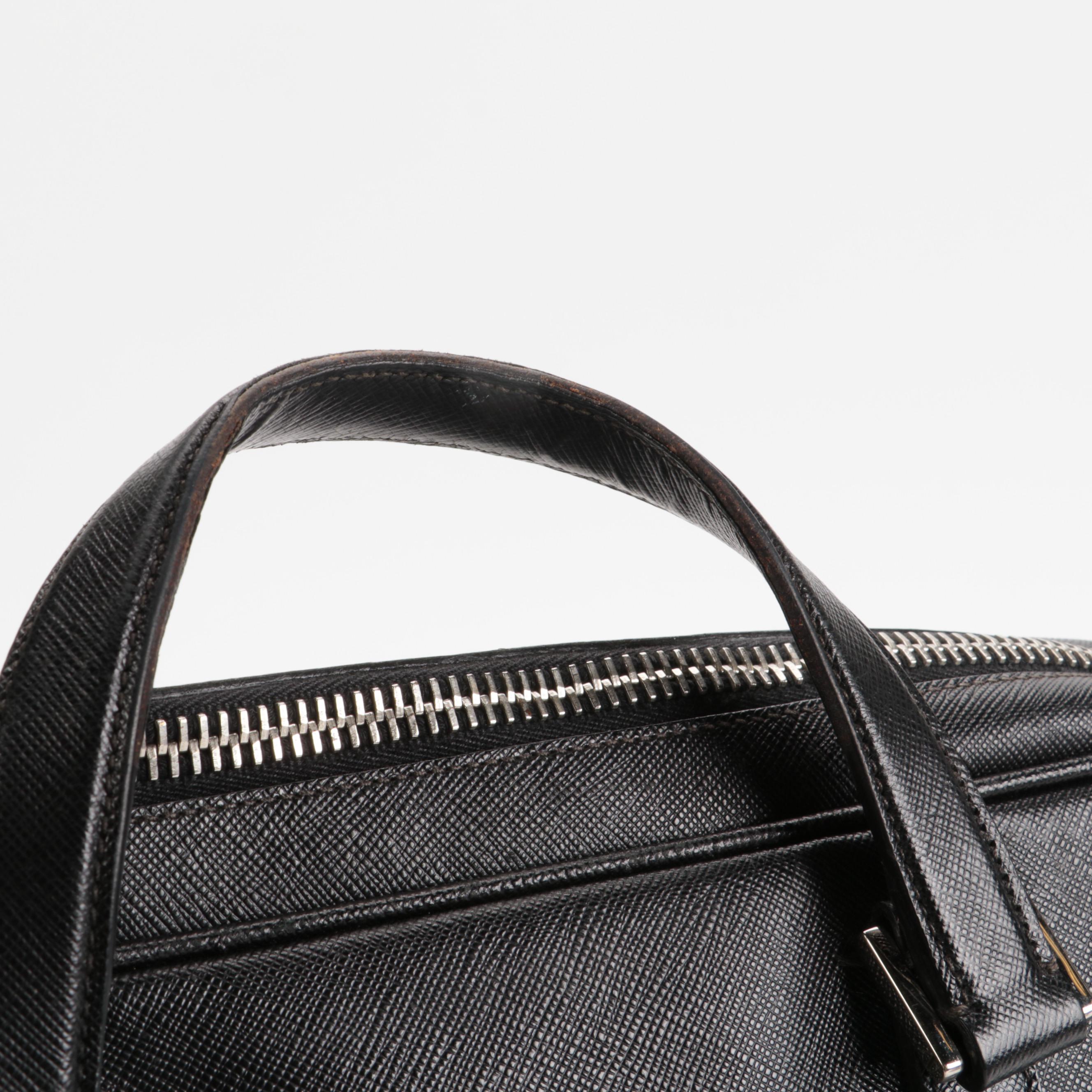 Prada Travel Briefcase in Black Saffiano Leather