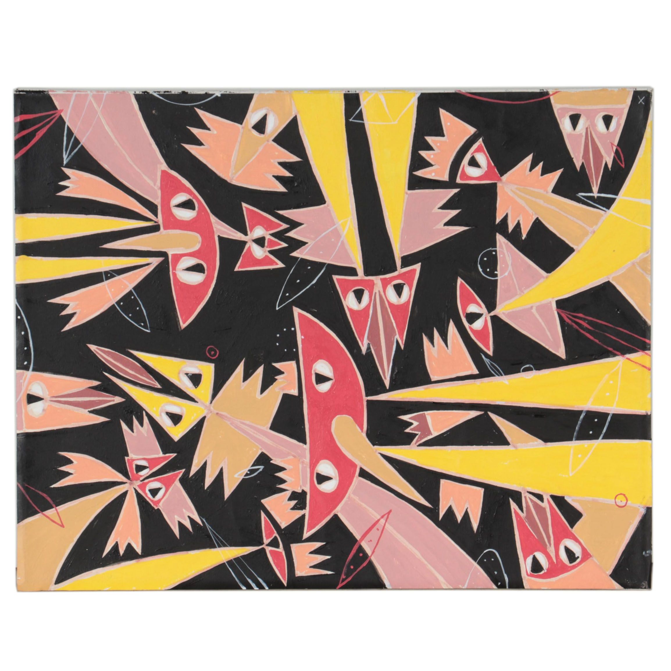 Michael Sweeney Abstract Acrylic Painting of Birds