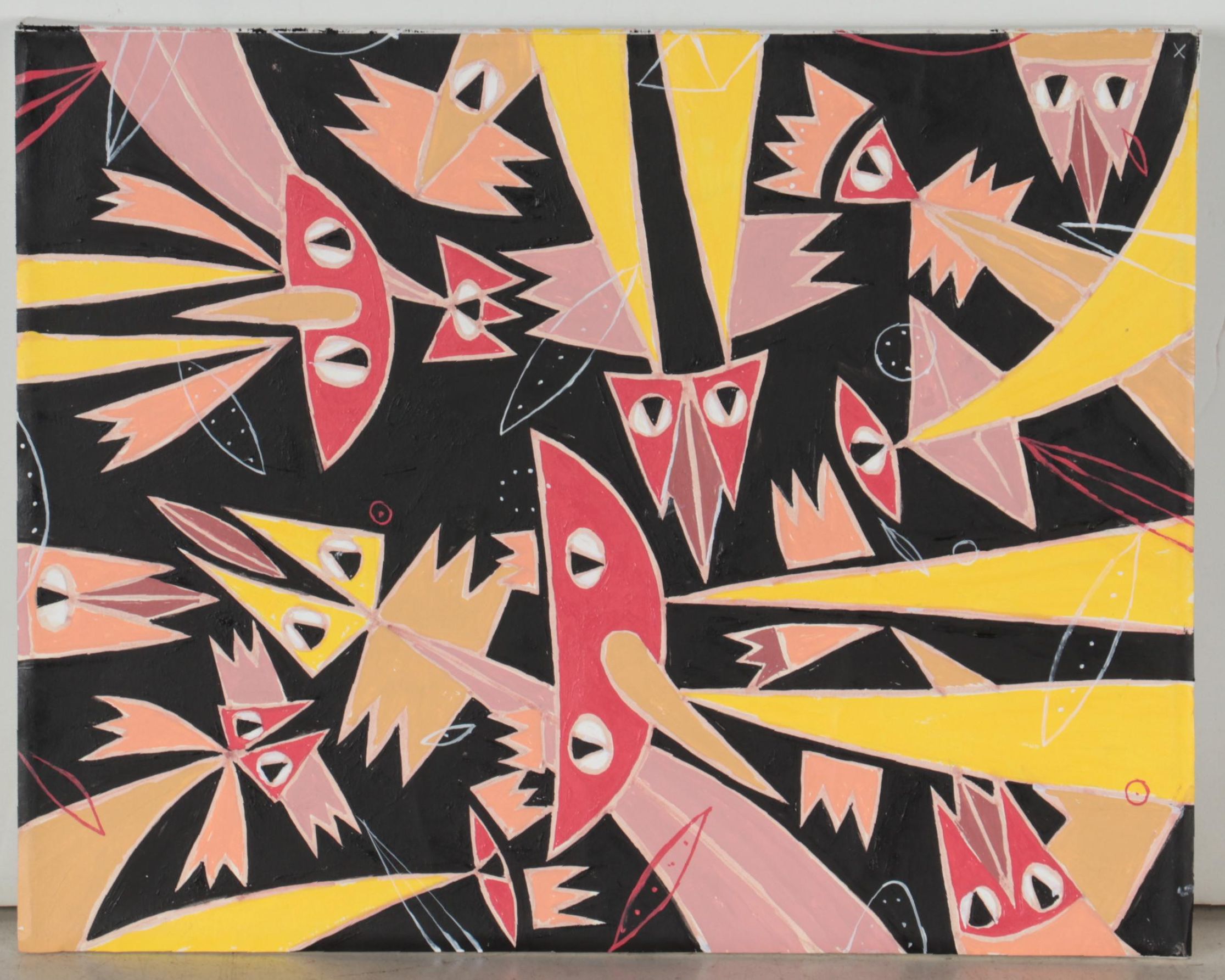 Michael Sweeney Abstract Acrylic Painting of Birds