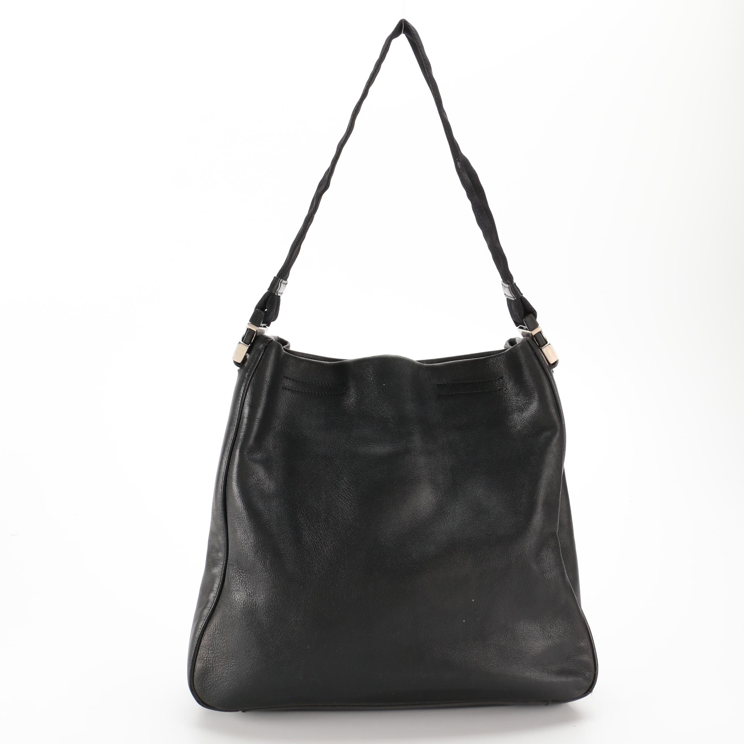Prada Shoulder Bag in Black Grained Leather