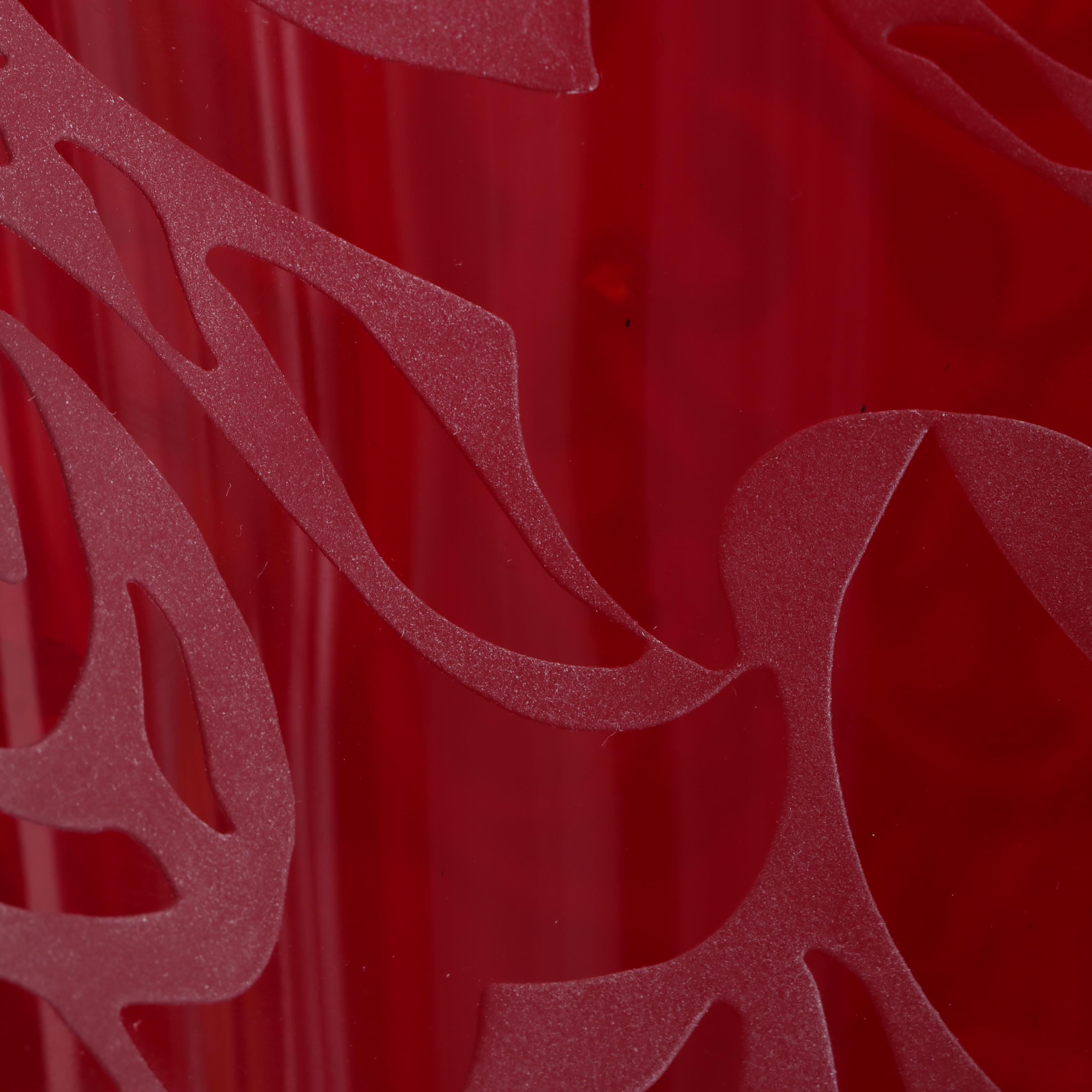 Michael Weems Monumental Etched Art Glass Trumpet Vase, 2005