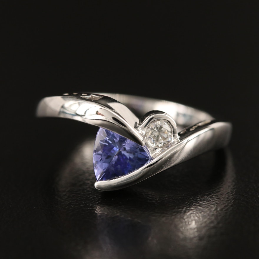 EFFY 14K WHITE GOLD DIAMOND, TANZANITE RING