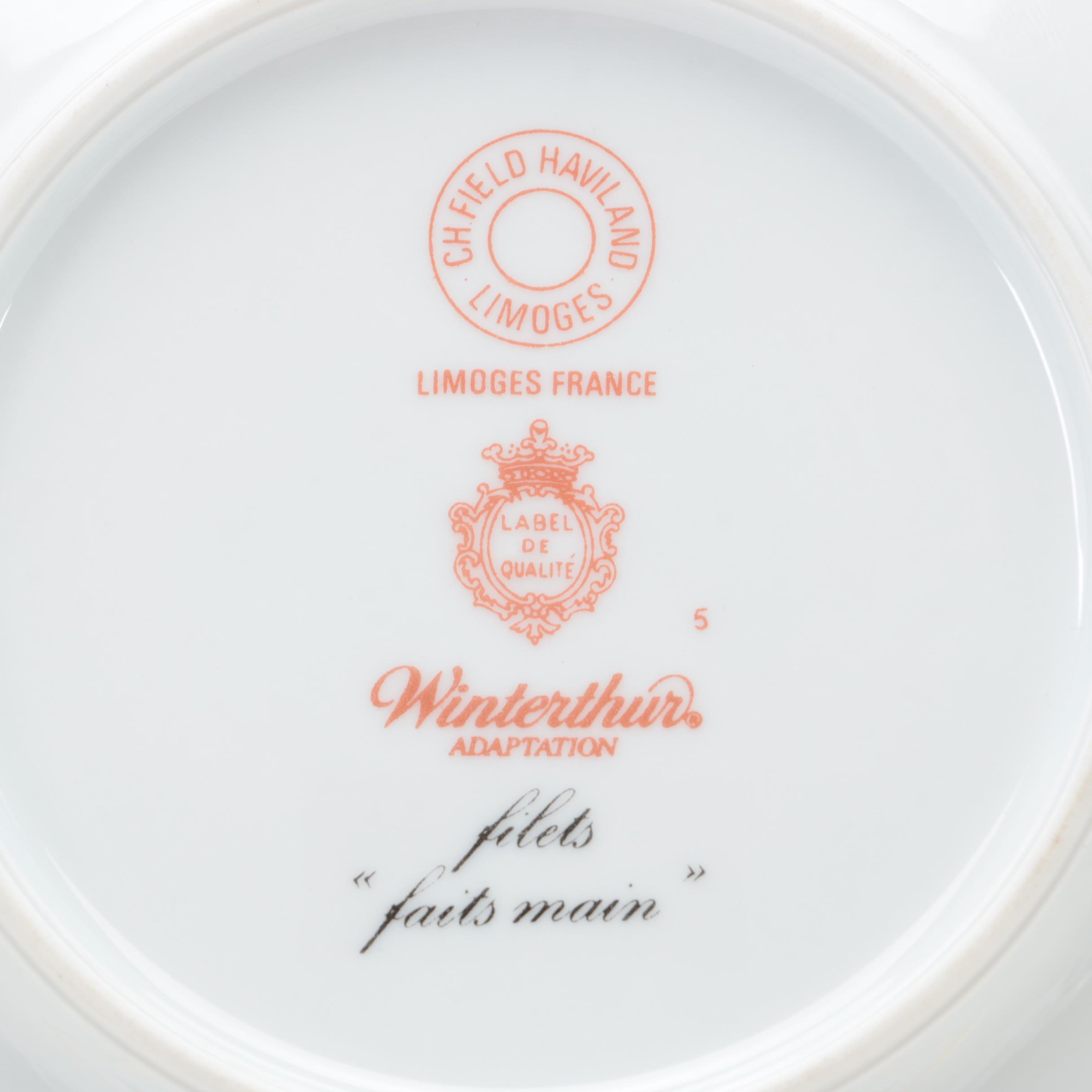 Haviland Limoges Winterthur Adaptation Hand-Painted China Tableware