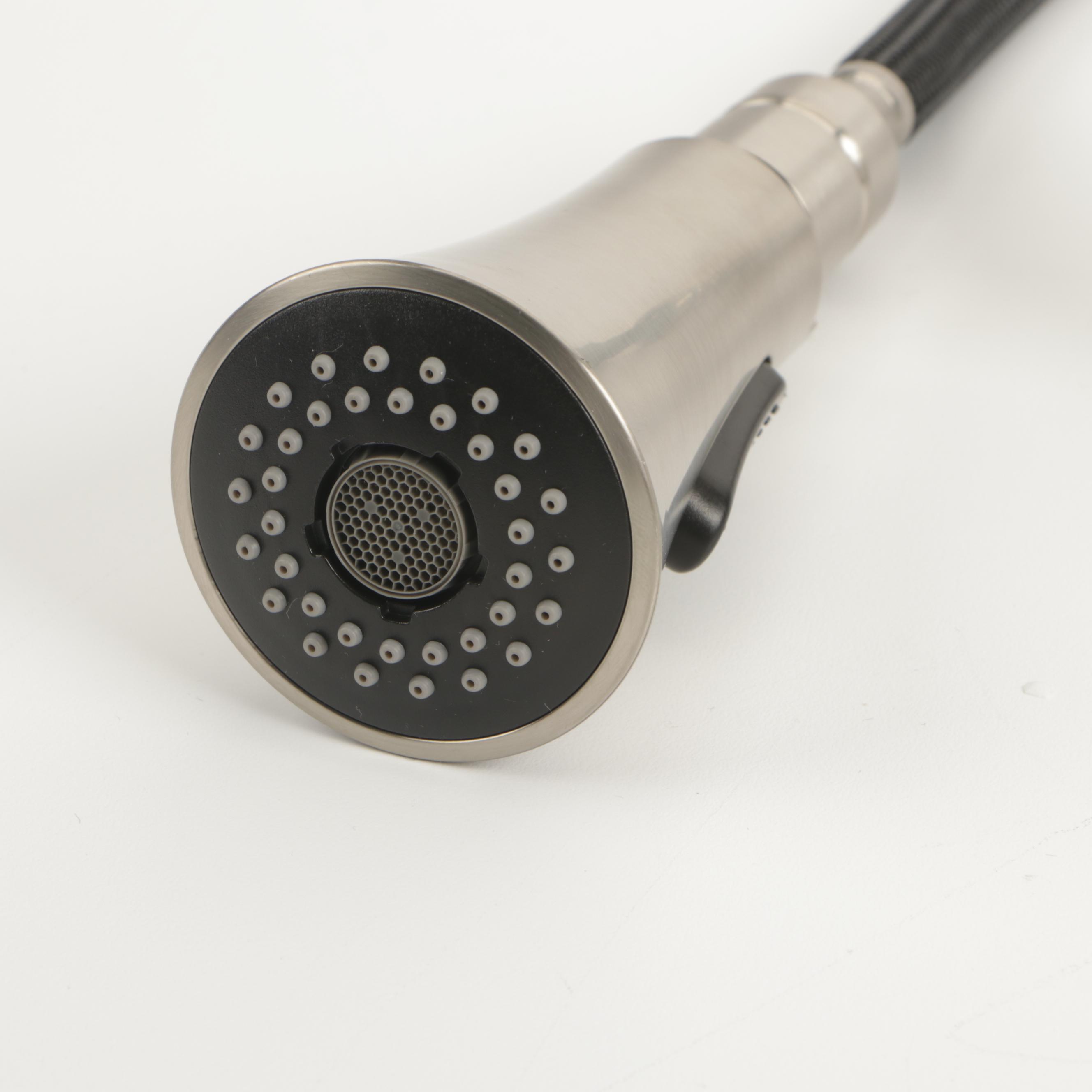 Kitchen Faucet with Spring Spout in Satin Nickel