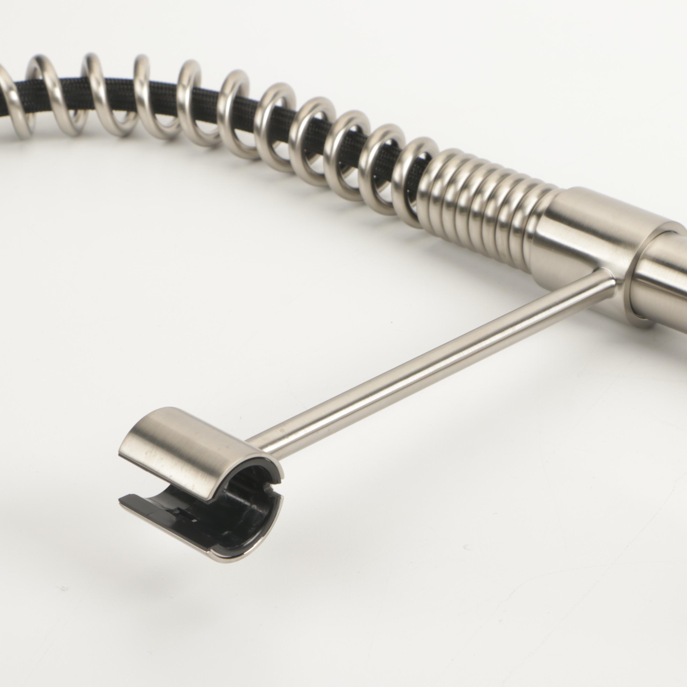 Kitchen Faucet with Spring Spout in Satin Nickel