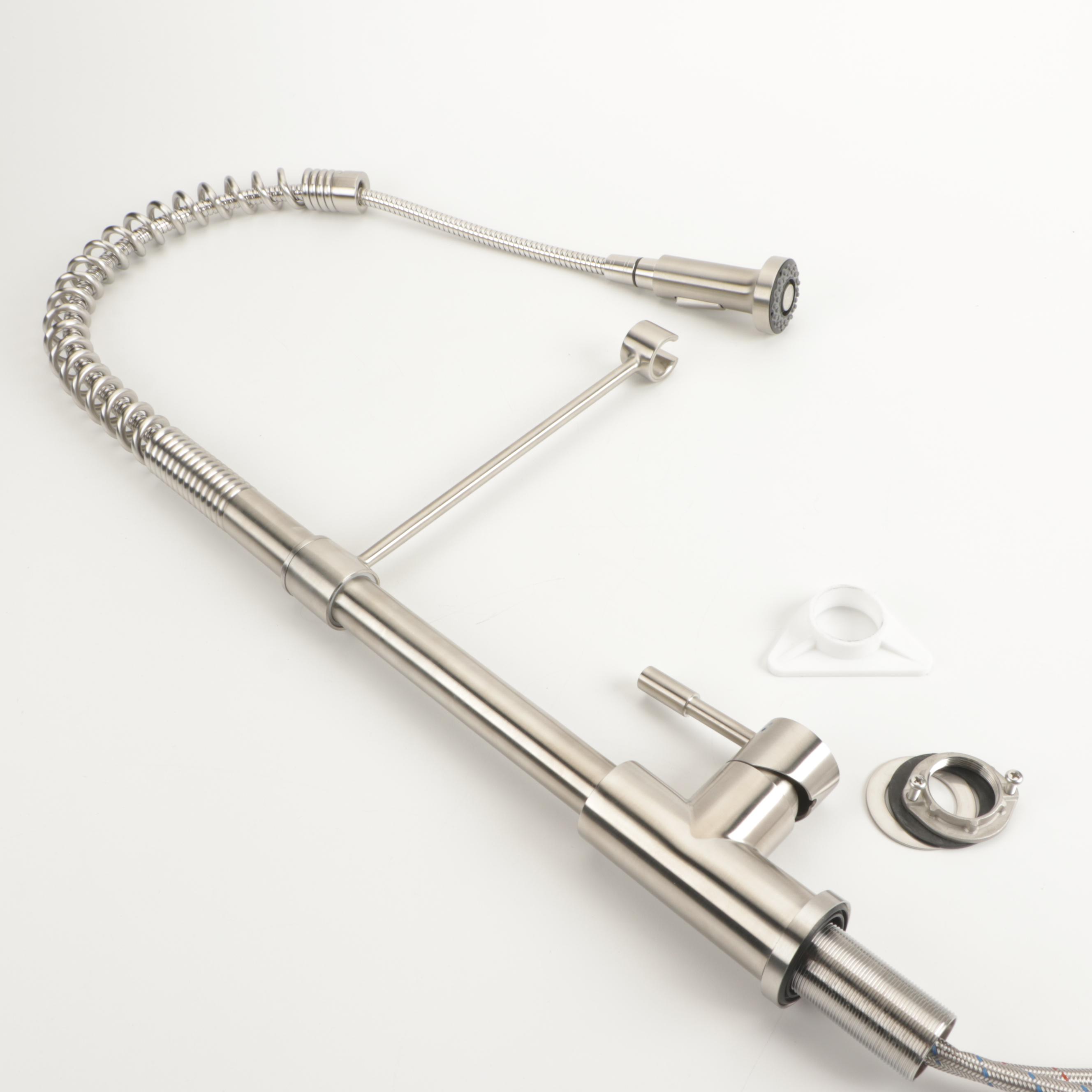 Single-Hole Kitchen Faucet with Pull-Down Spring Spout