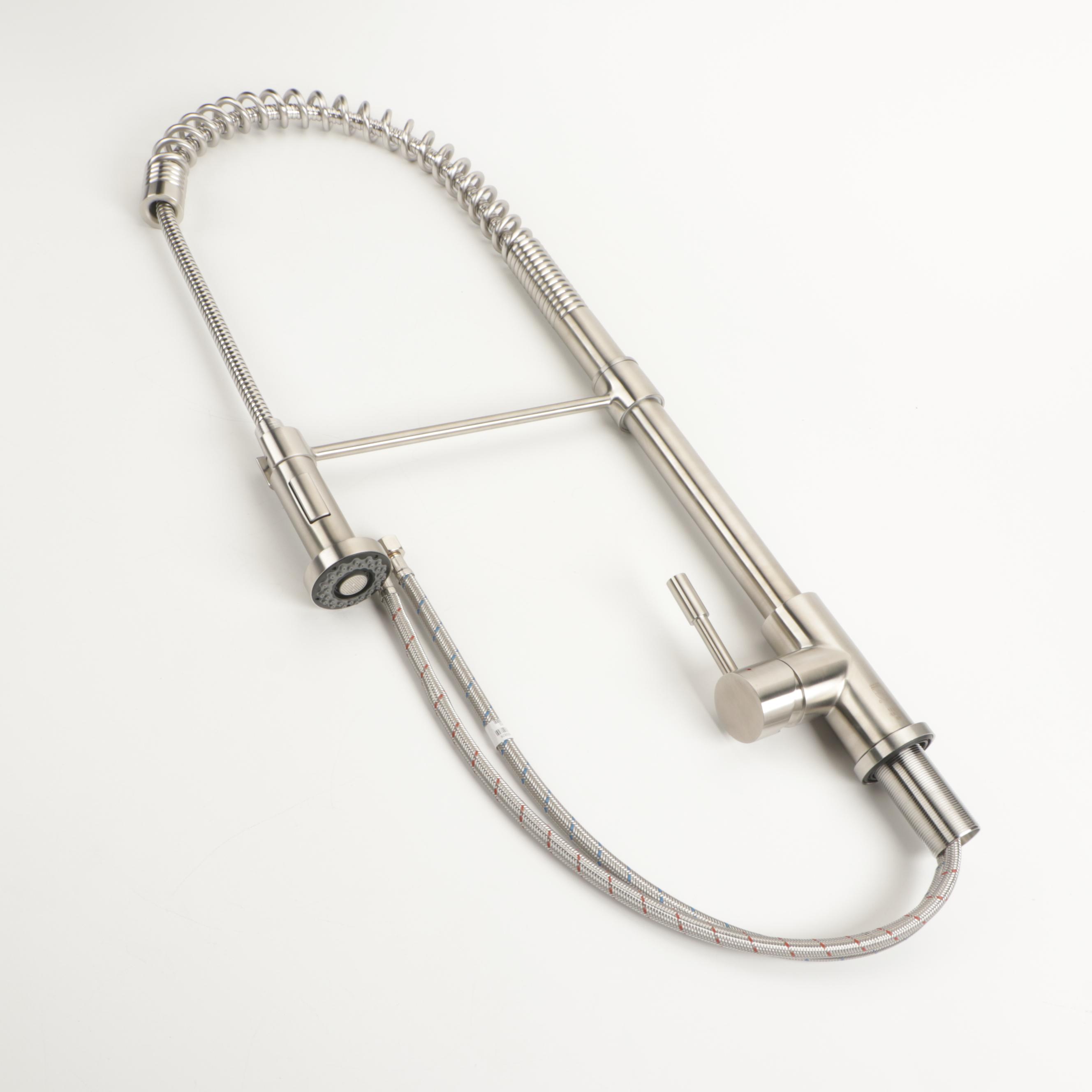 Single-Hole Kitchen Faucet with Pull-Down Spring Spout