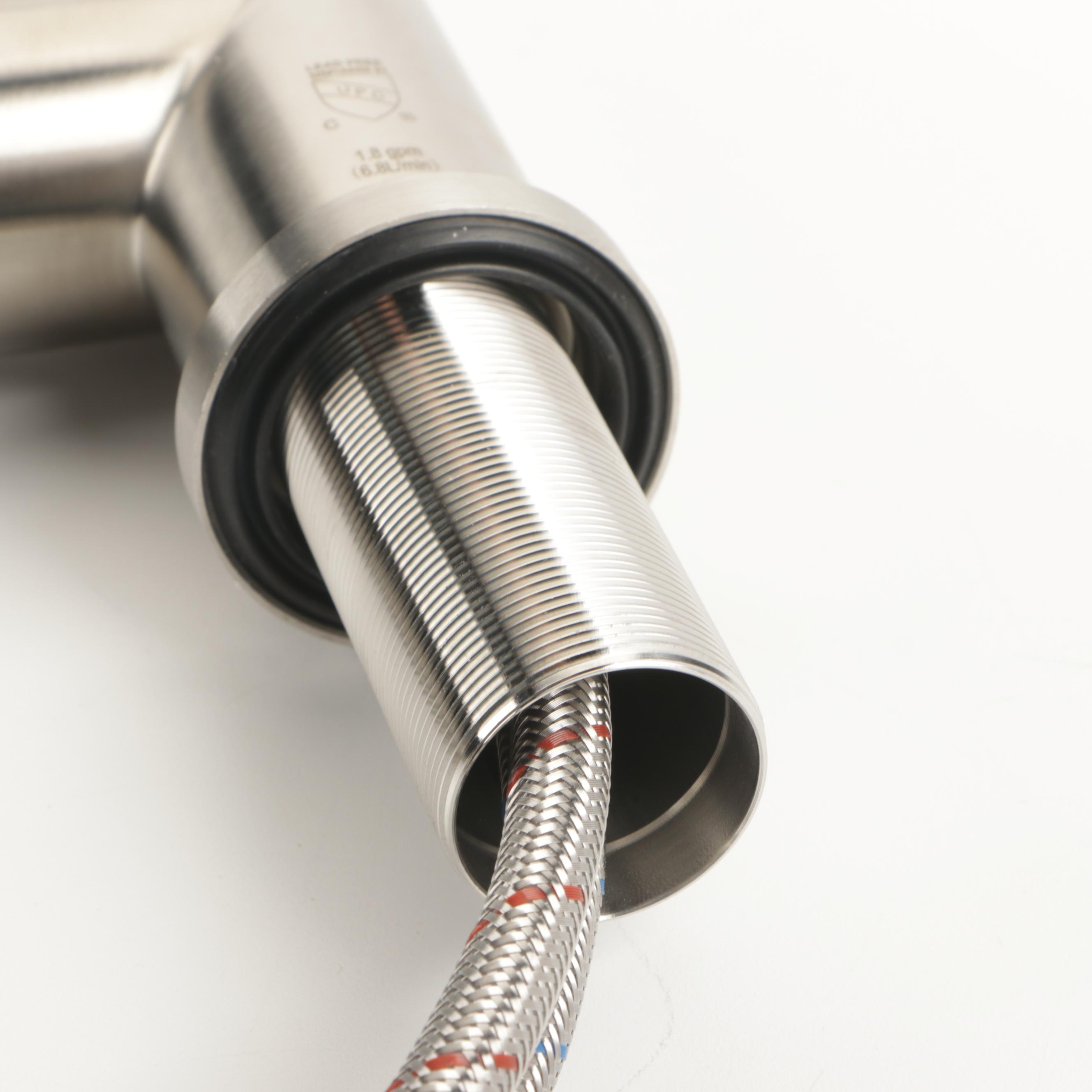 Single-Hole Kitchen Faucet with Pull-Down Spring Spout