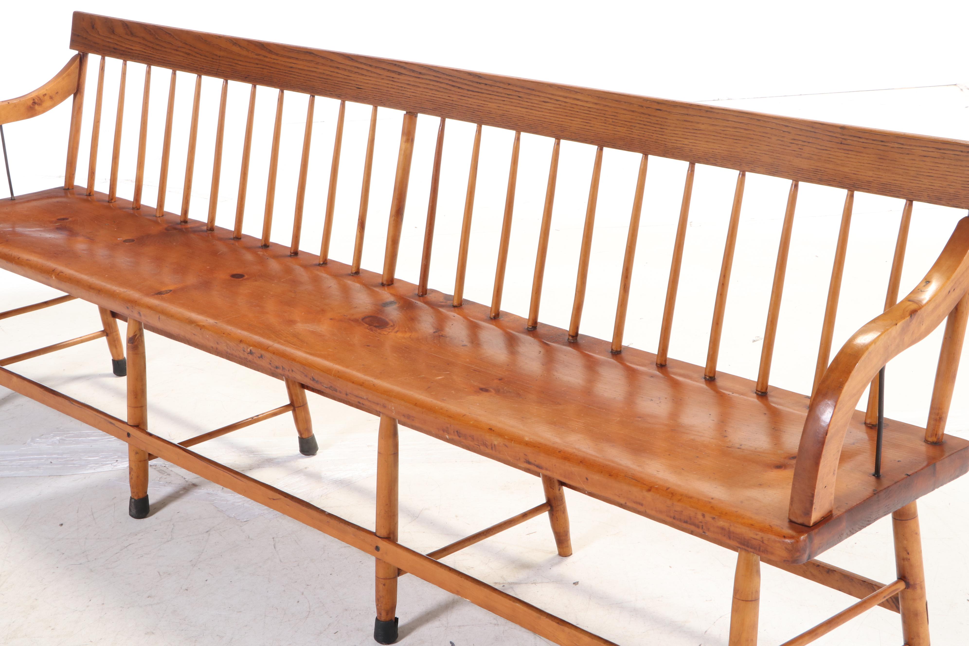 American Primitive Ash, Maple, and Pine Deacon's Bench, 19th Century