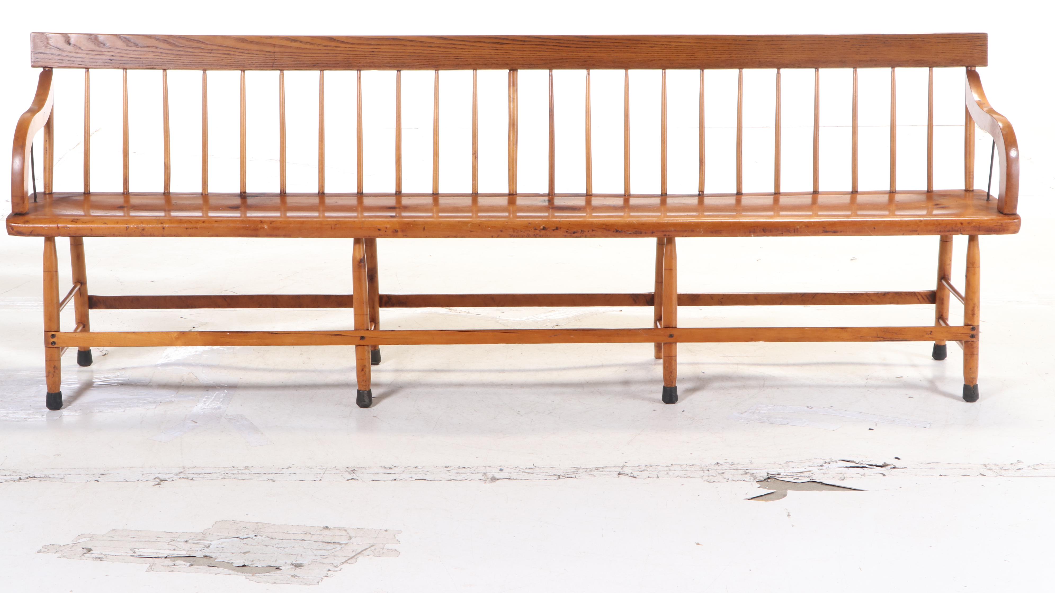 American Primitive Ash, Maple, and Pine Deacon's Bench, 19th Century