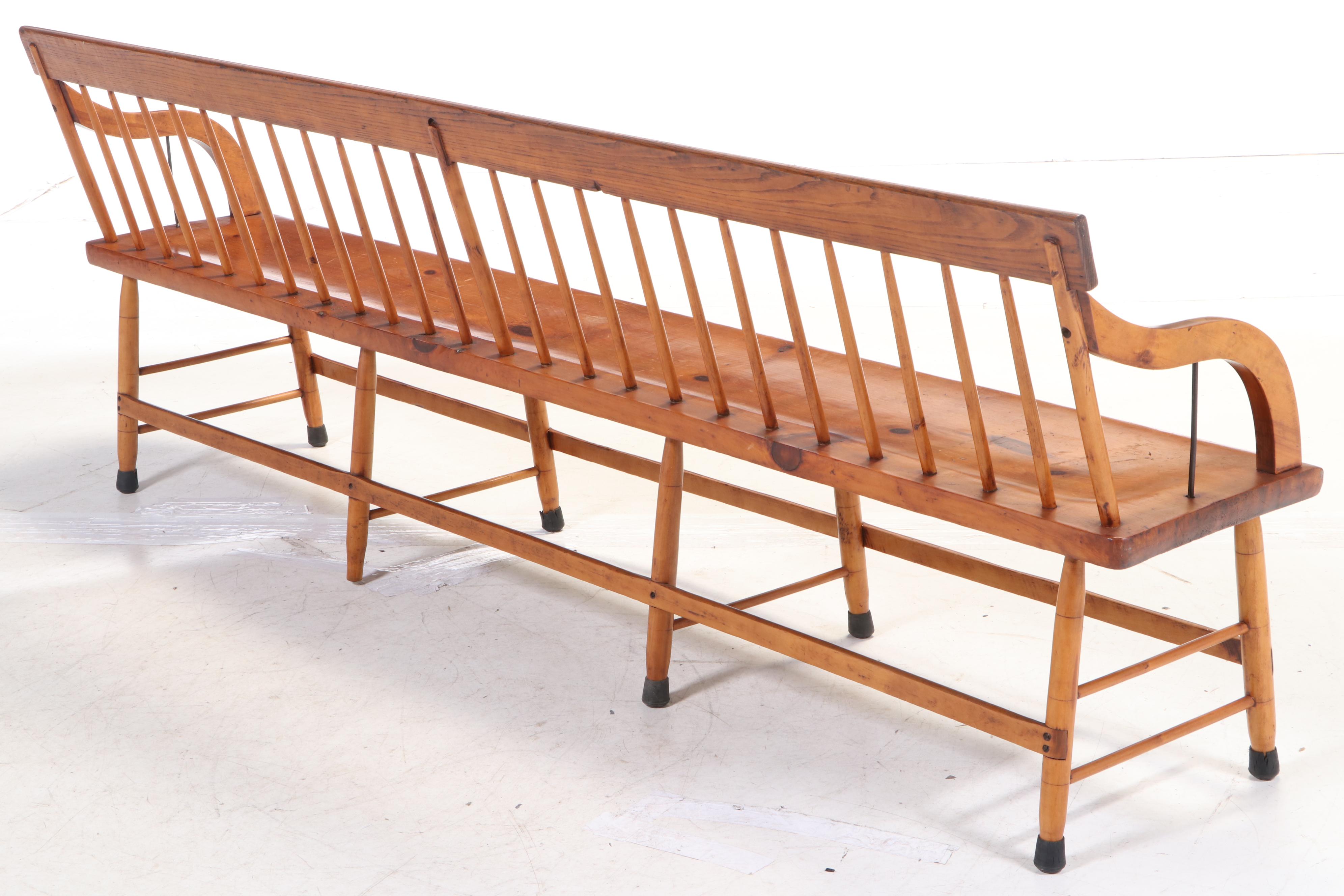 American Primitive Ash, Maple, and Pine Deacon's Bench, 19th Century