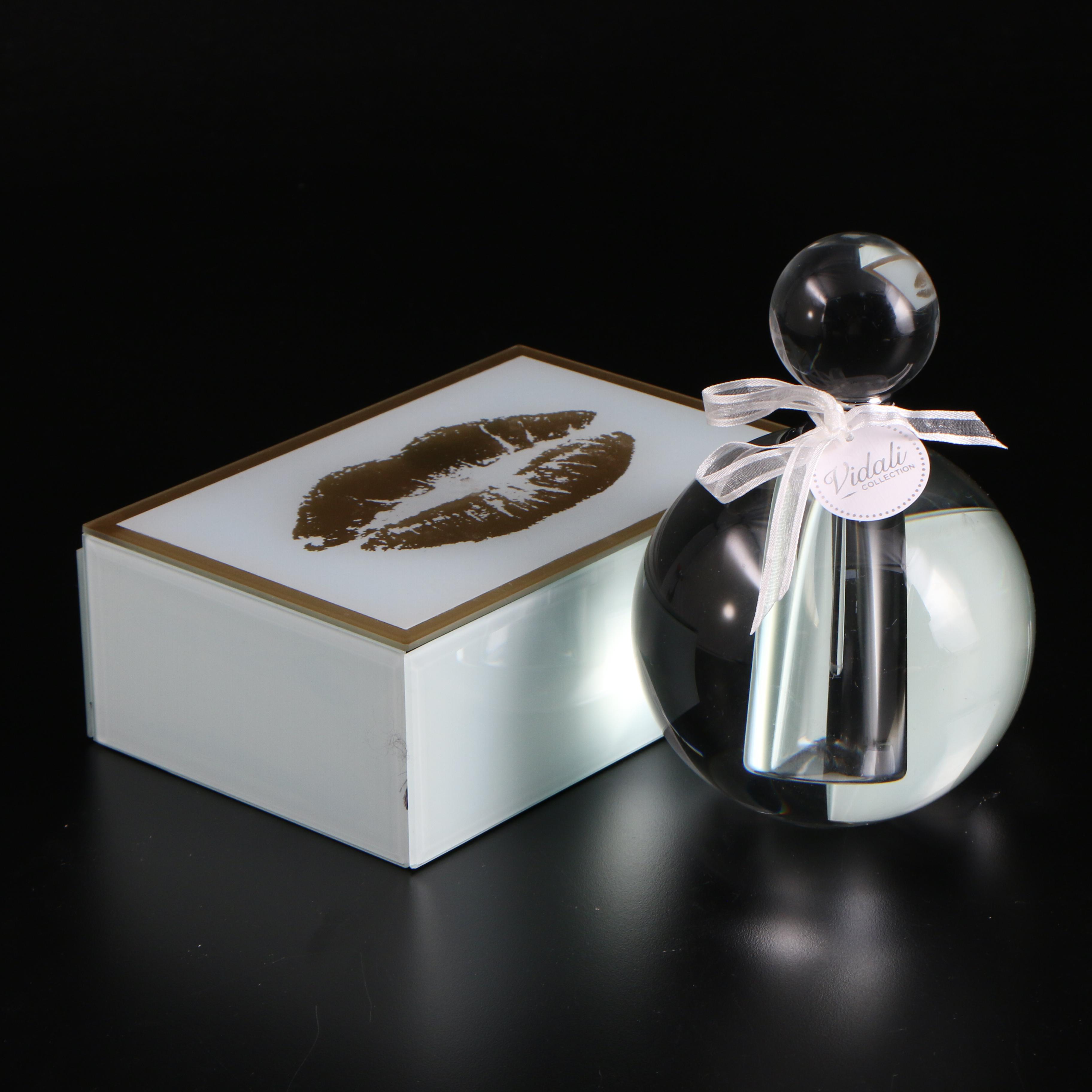 Vidali Collection Perfume Bottle with Glass Vanity Box, Contemporary