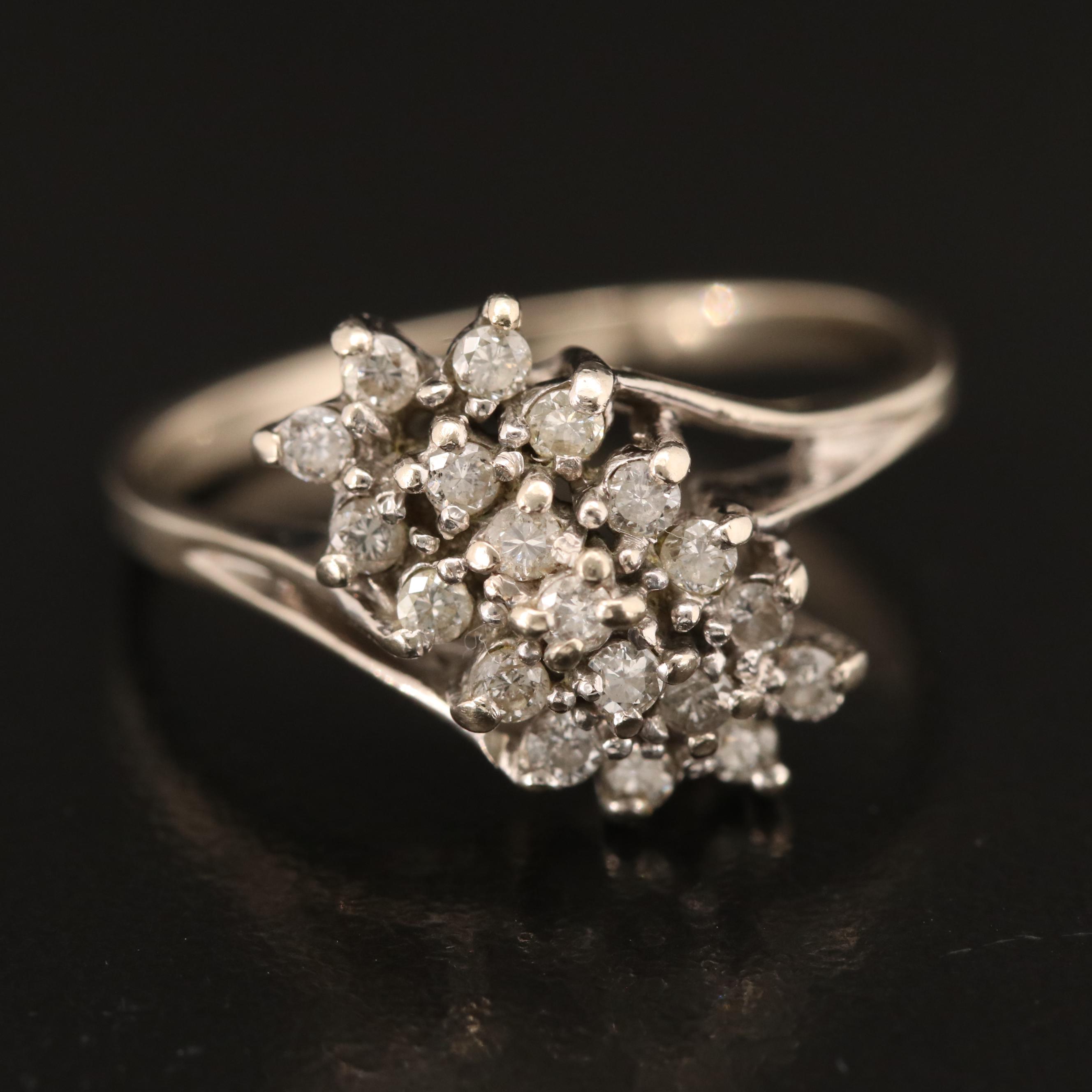 14K Diamond Cluster Ring