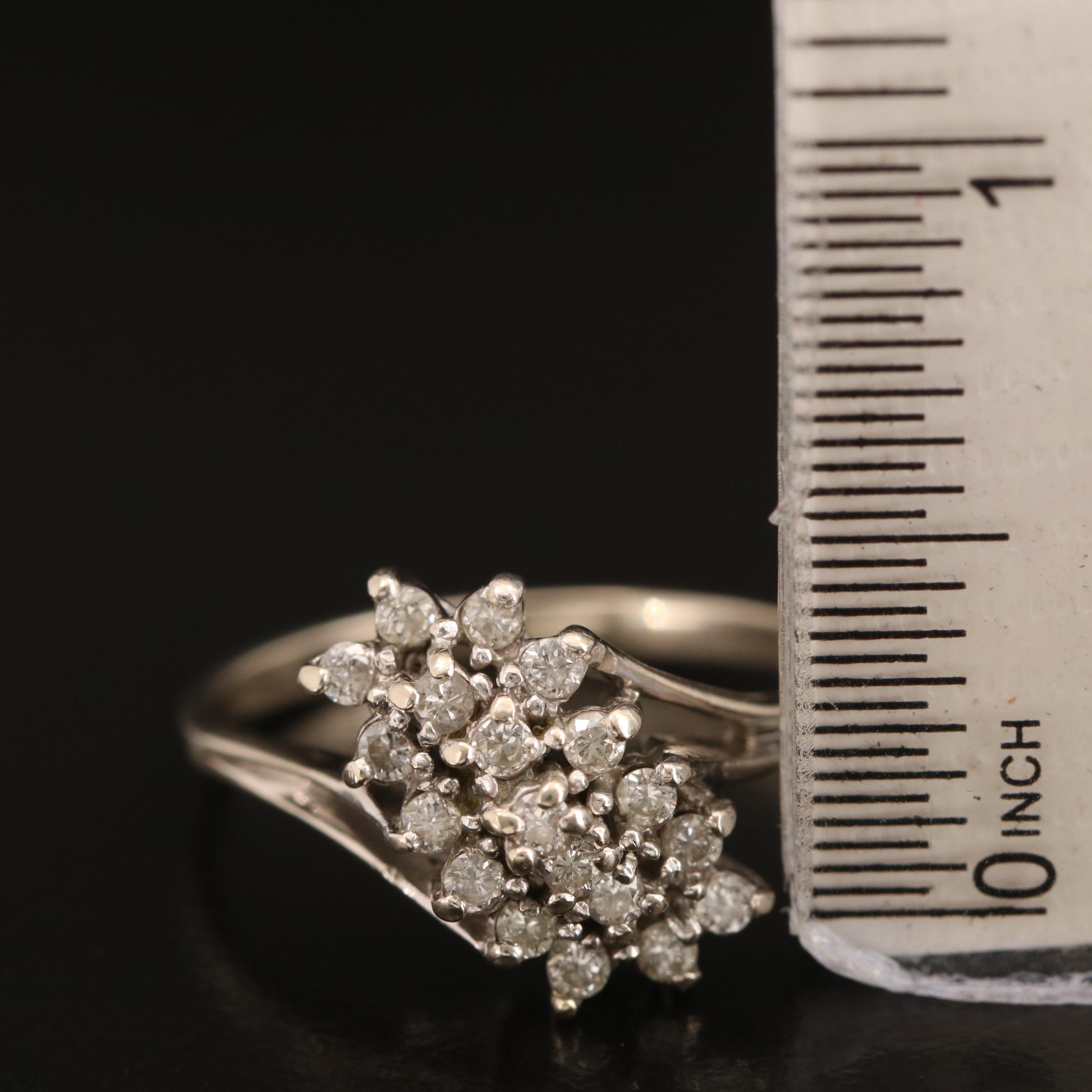 14K Diamond Cluster Ring