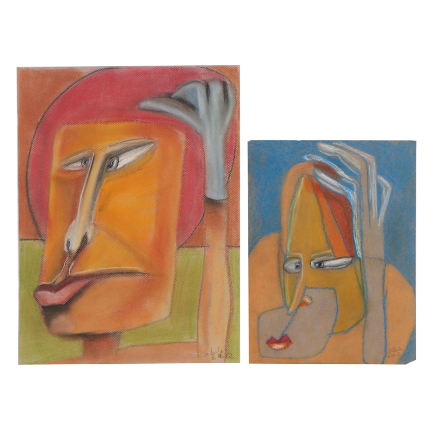 Janice Schuler Abstract Pastel Portrait Drawings, 2012