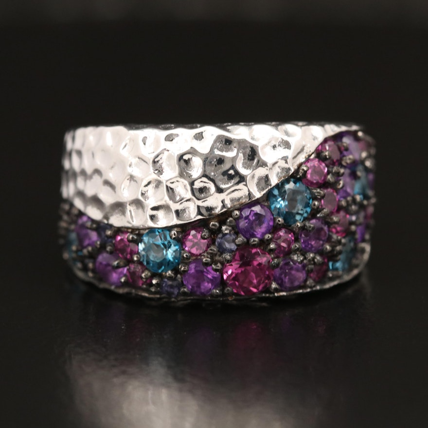 SeidengGang Sterling Amethyst, Garnet and Topaz Tapered Band