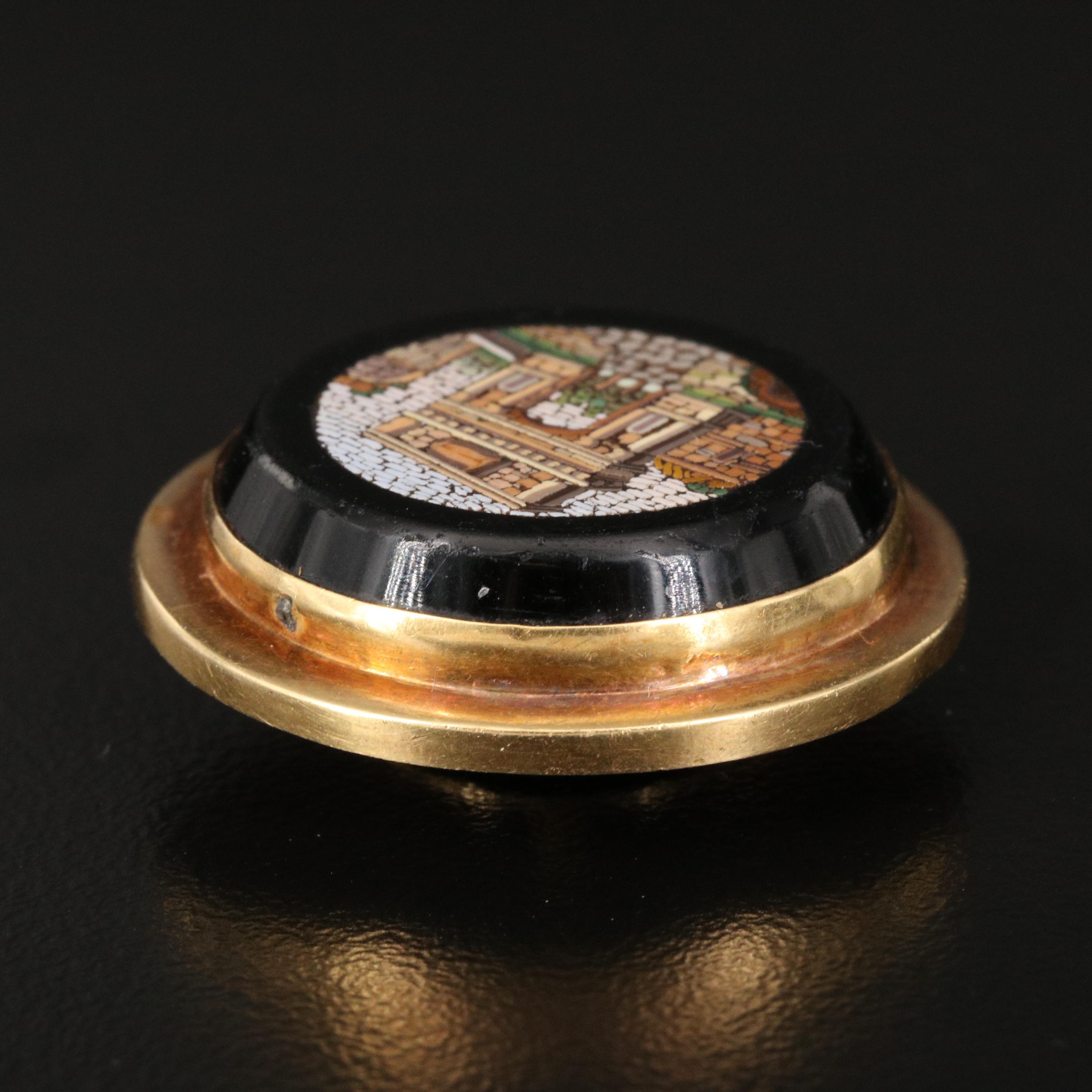 Mid-Victorian 14K Micromosaic "Triumph Arch of Constantine" Cufflink