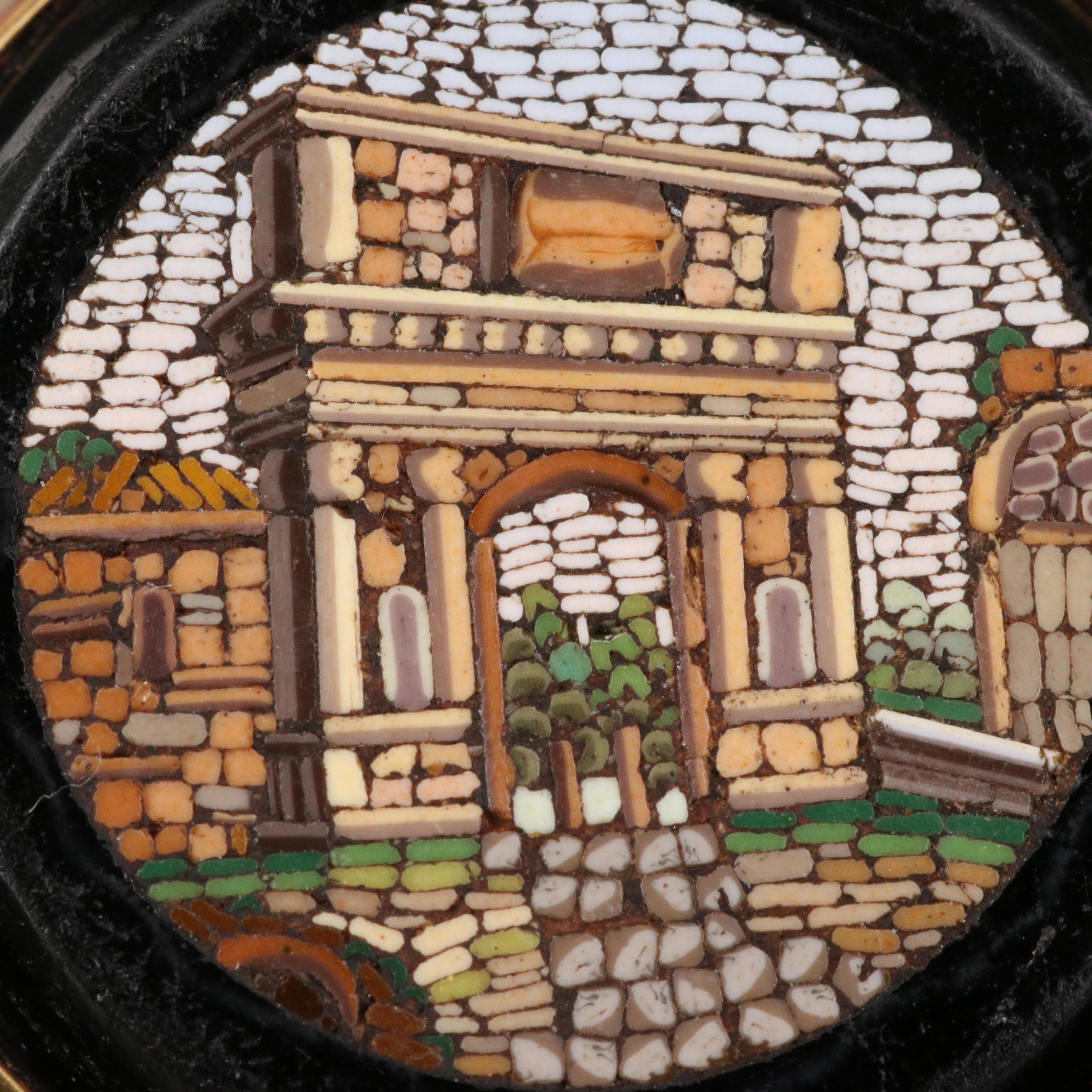 Mid-Victorian 14K Micromosaic "Triumph Arch of Constantine" Cufflink