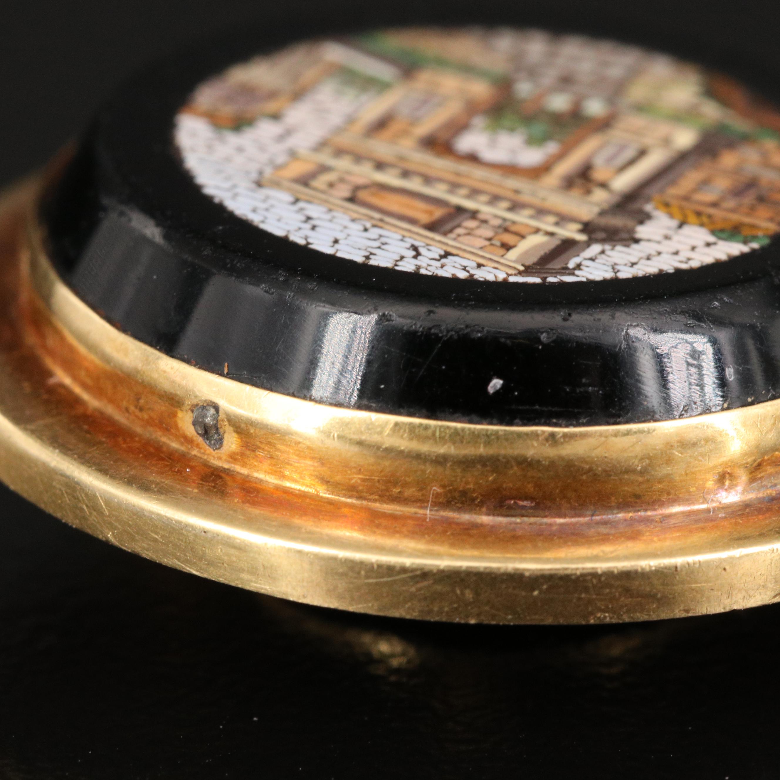 Mid-Victorian 14K Micromosaic "Triumph Arch of Constantine" Cufflink