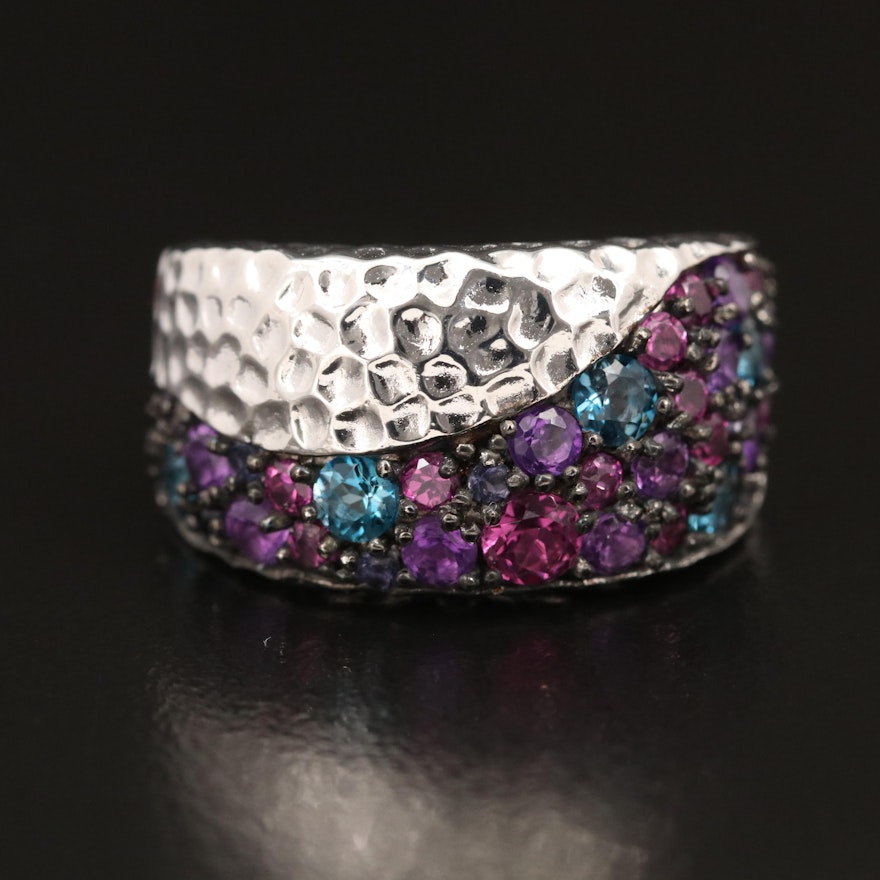 SeidengGang Sterling Amethyst, Garnet and Topaz Tapered Band