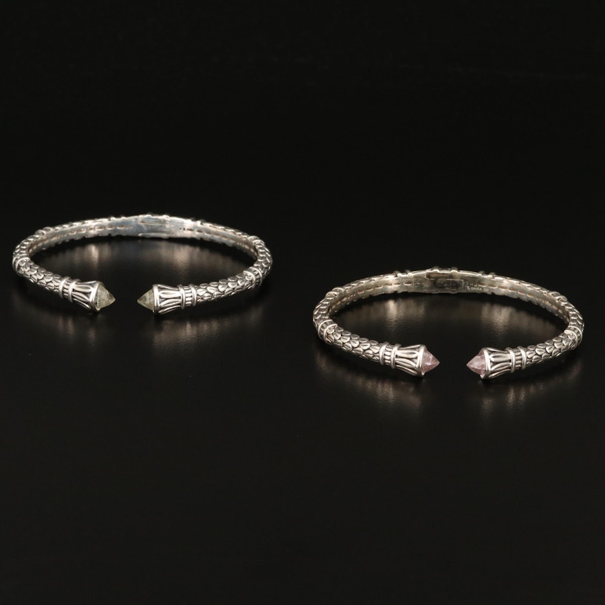 SeidenGang Sterling Silver Quartz Cuff Bracelets