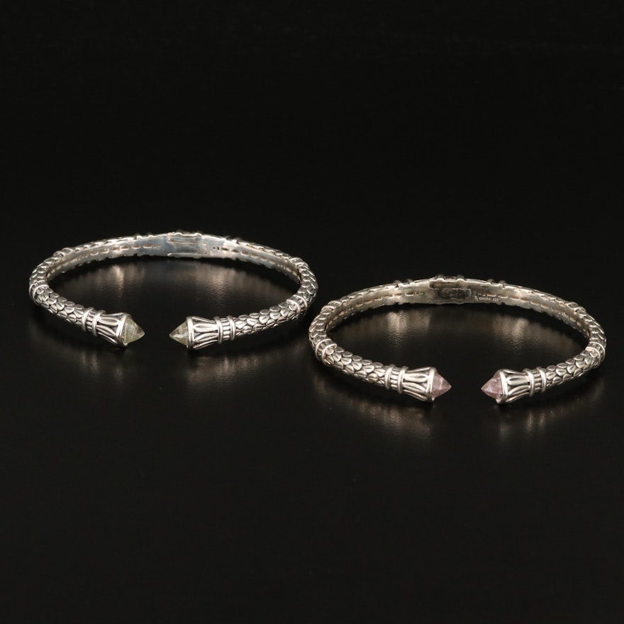 SeidenGang Sterling Silver Quartz Cuff Bracelets