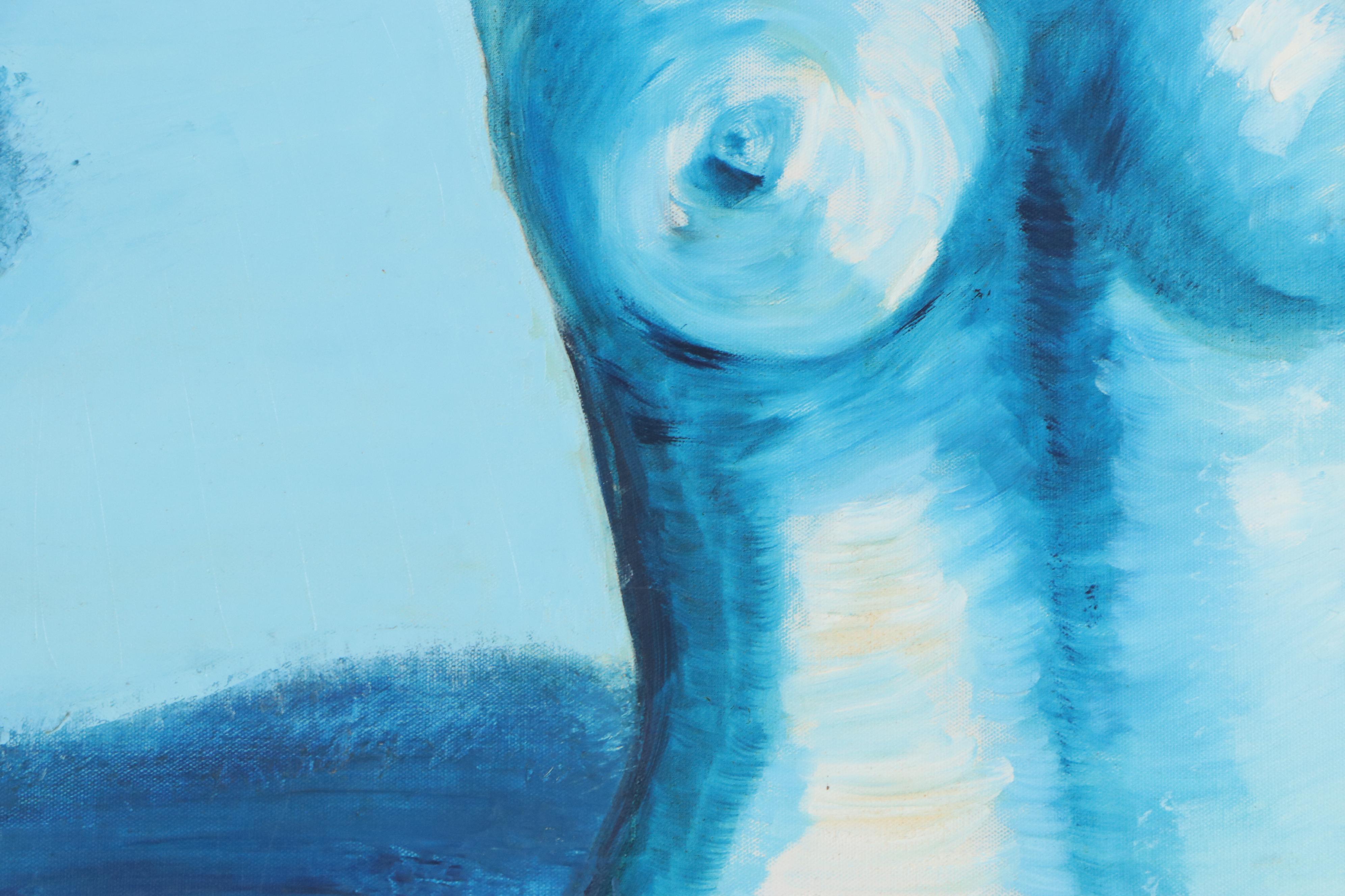 Monochrome Oil Painting of a Standing Nude, Circa 2000