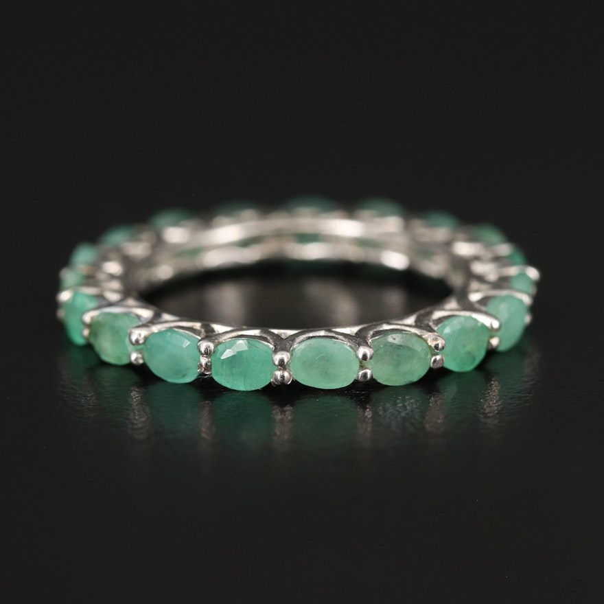 Sterling Emerald Eternity Band