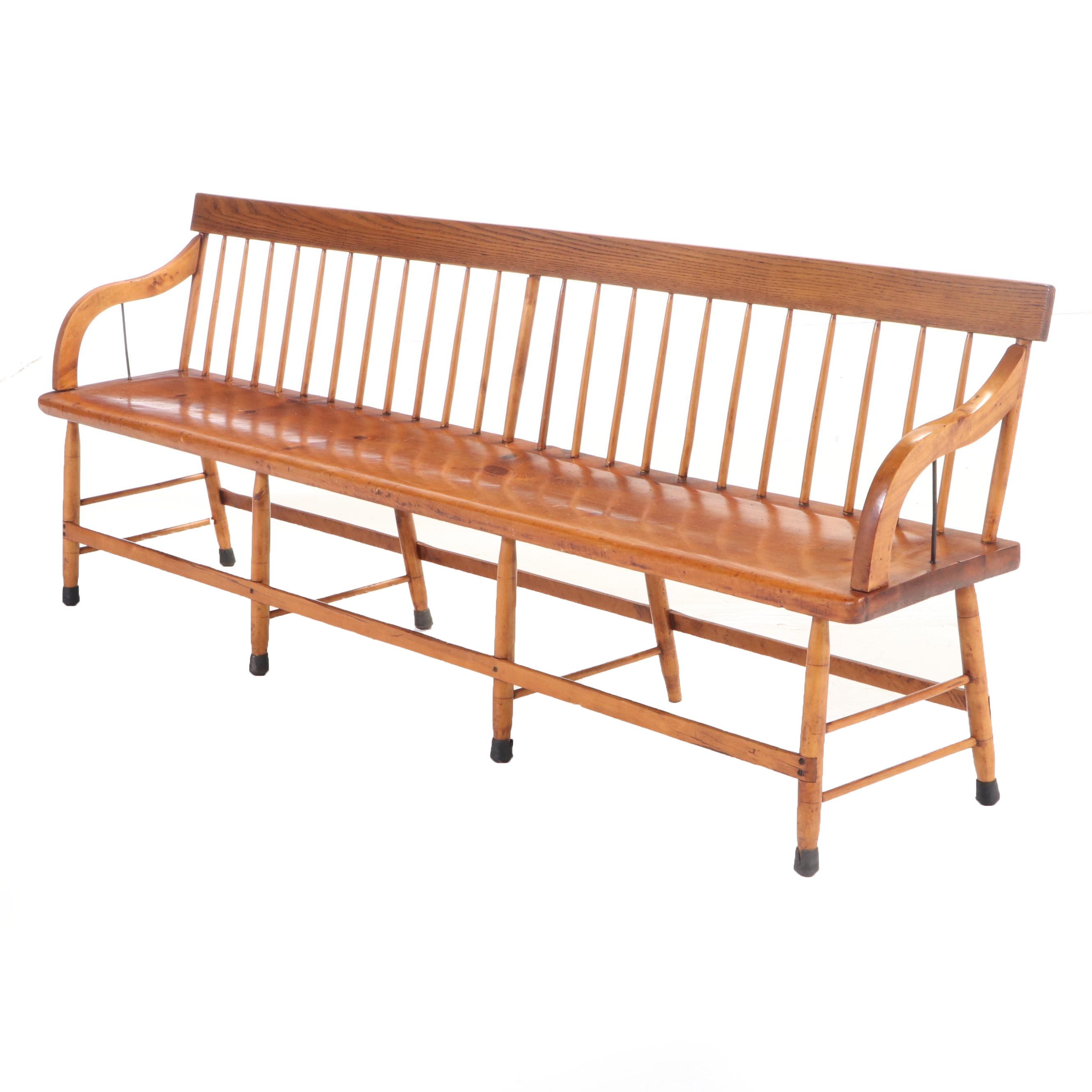 American Primitive Ash, Maple, and Pine Deacon's Bench, 19th Century