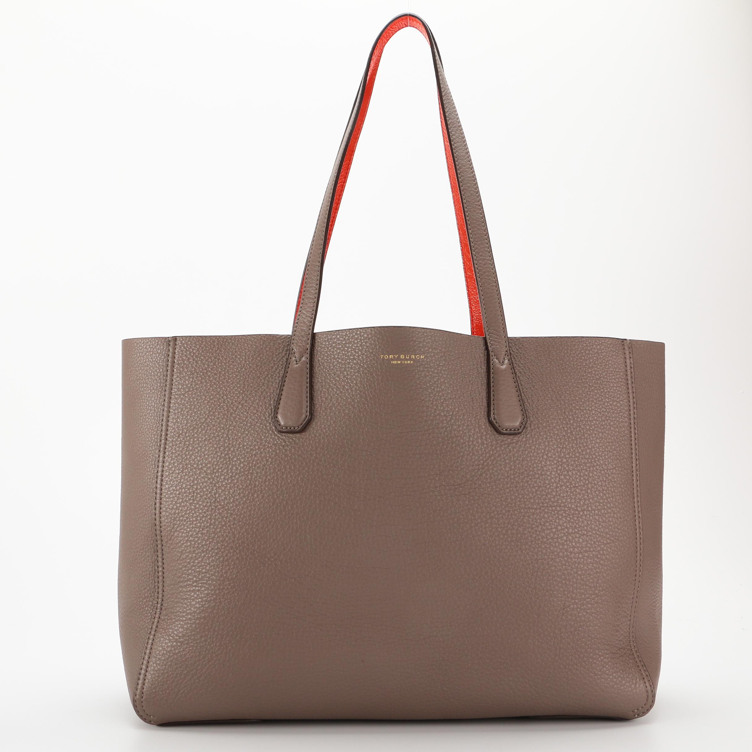 Tory Burch Perry Reversible Pebbled Leather Tote with Accessory Pouch