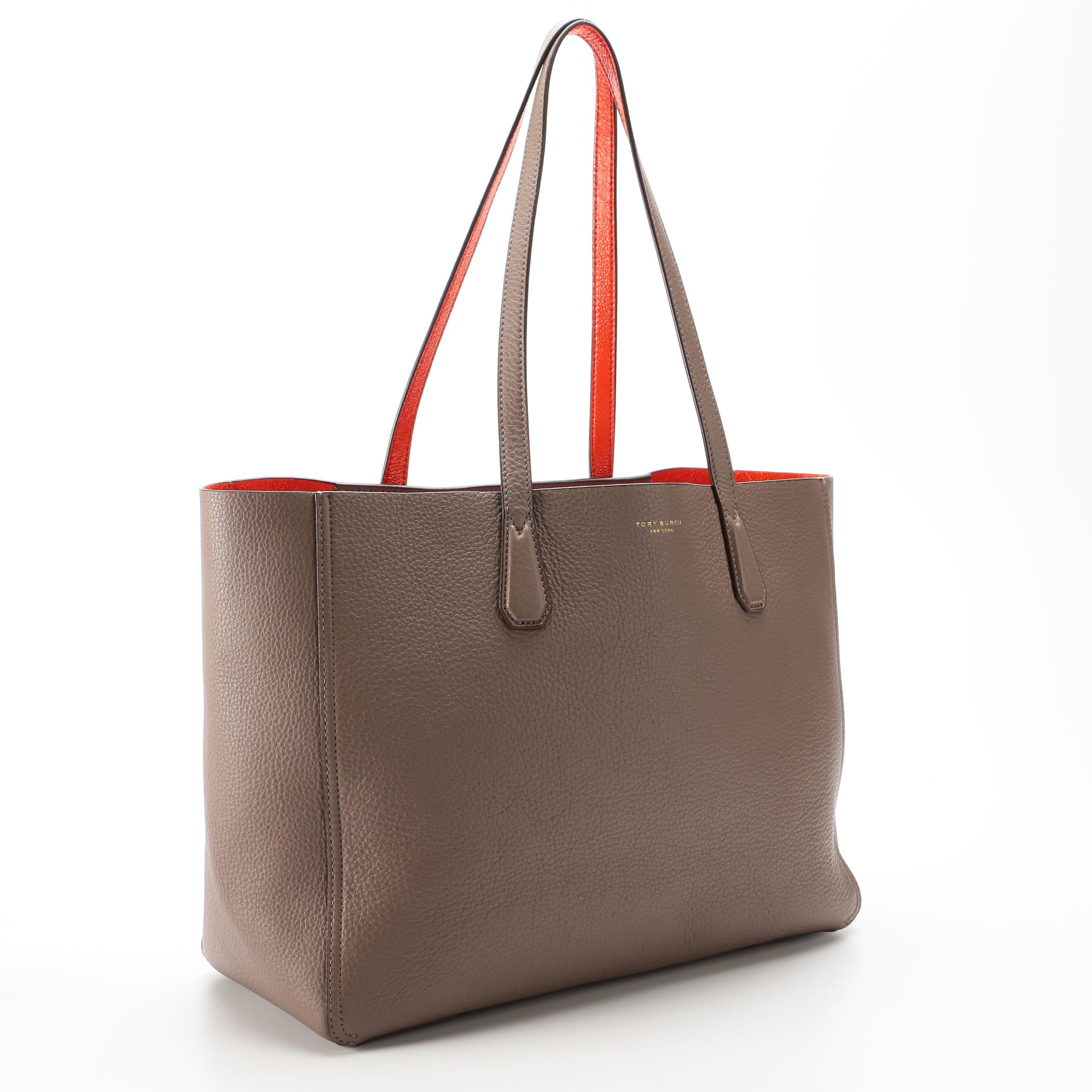 Tory Burch Perry Reversible Pebbled Leather Tote with Accessory Pouch