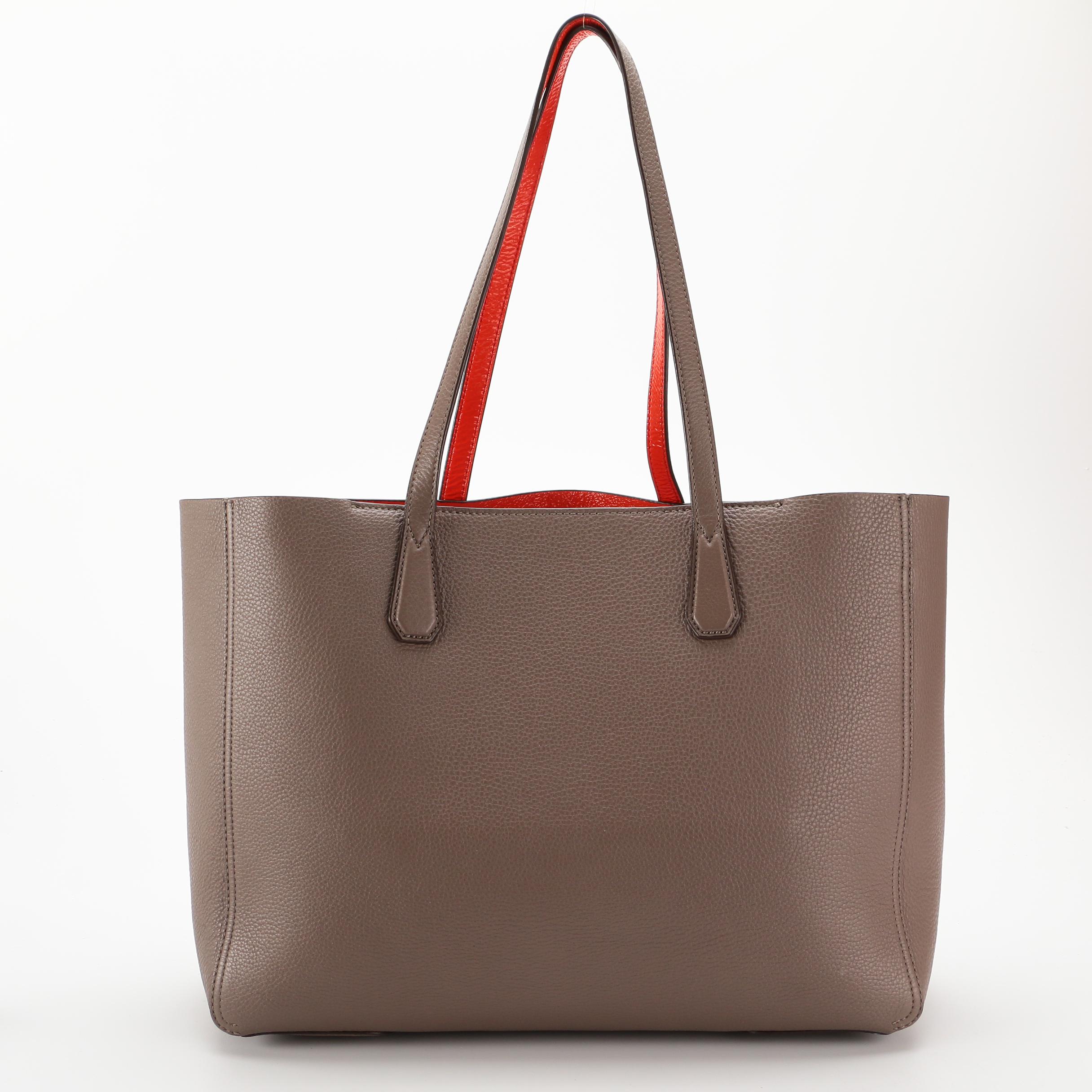 Tory Burch Perry Reversible Pebbled Leather Tote with Accessory Pouch