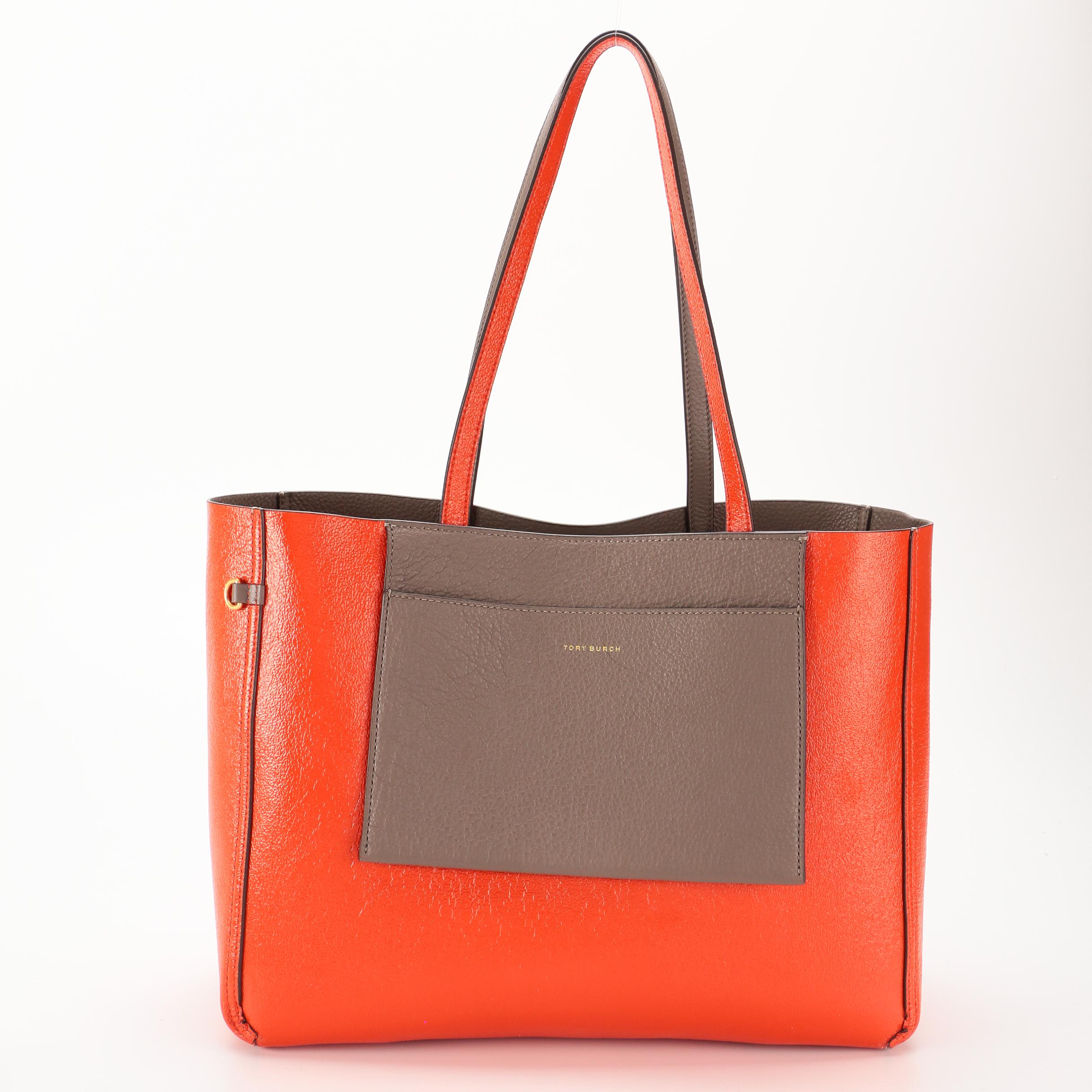 Tory Burch Perry Reversible Pebbled Leather Tote with Accessory Pouch