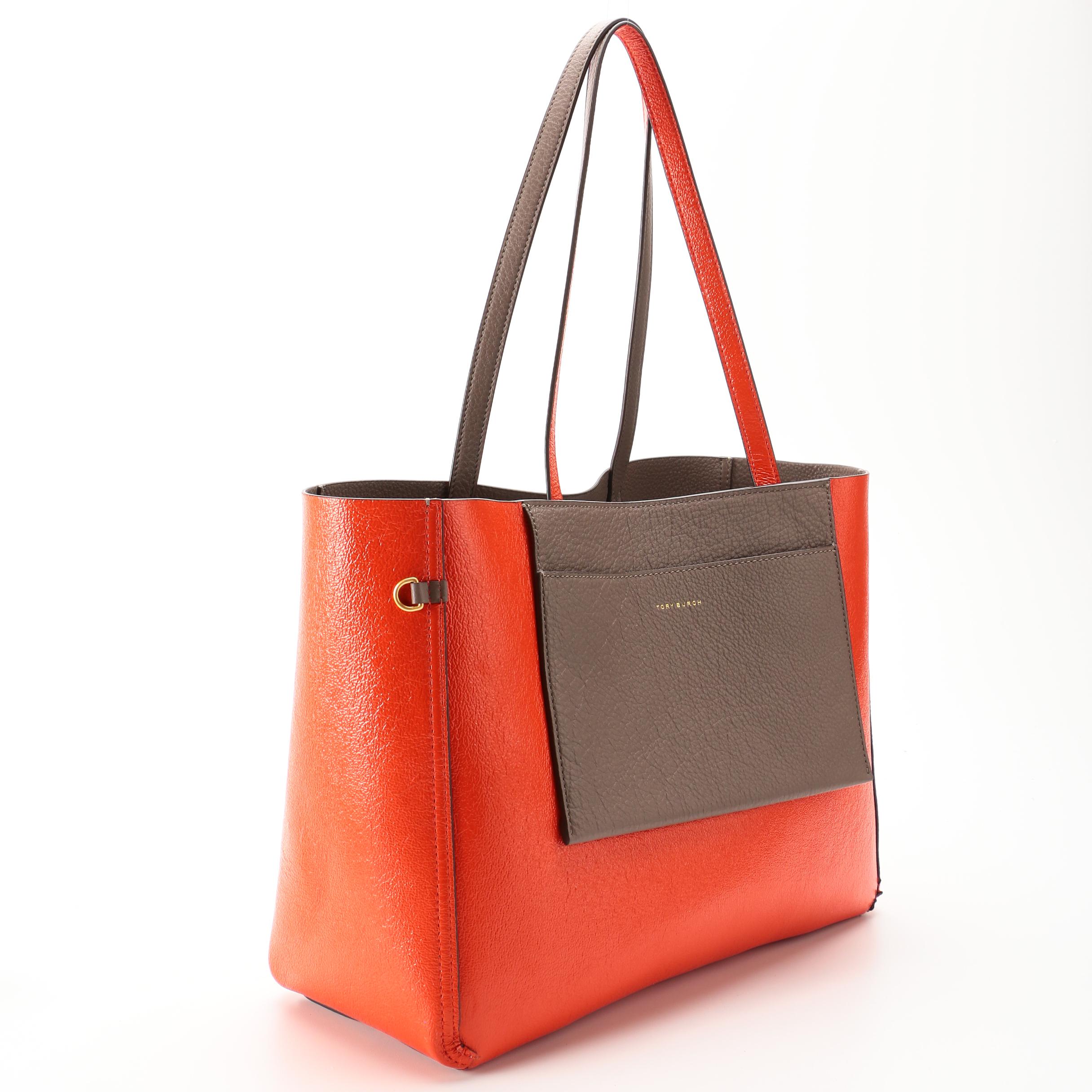 Tory Burch Perry Reversible Pebbled Leather Tote with Accessory Pouch