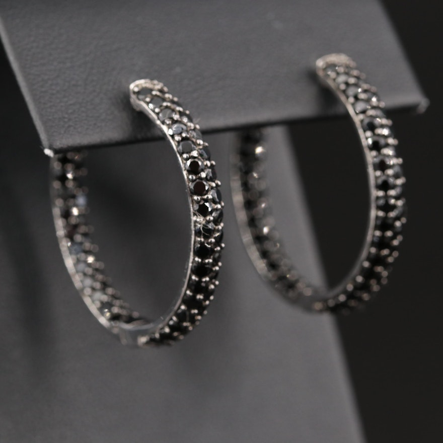 Sterling Silver Cubic Zirconia Inside-Out Hoop Earrings