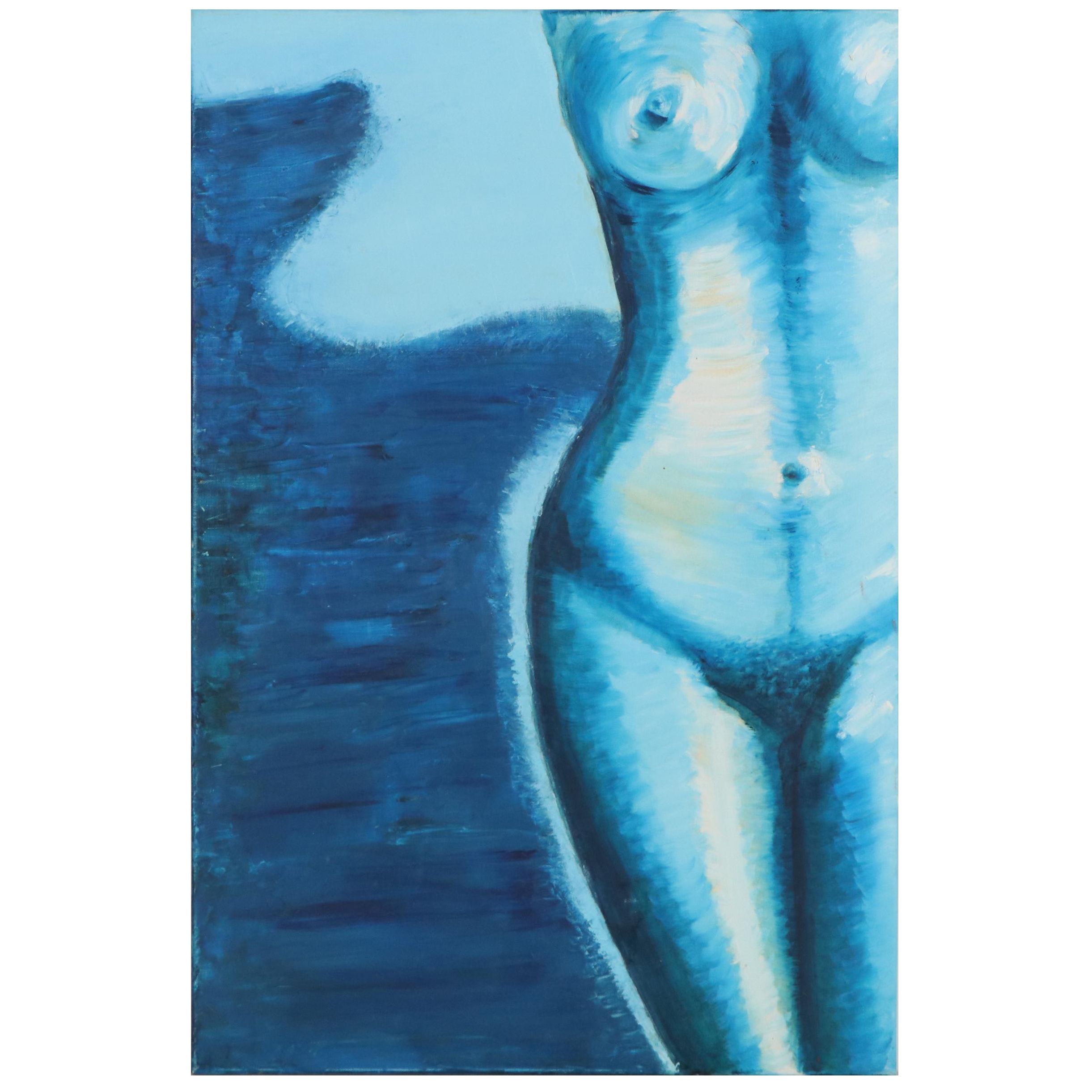 Monochrome Oil Painting of a Standing Nude, Circa 2000