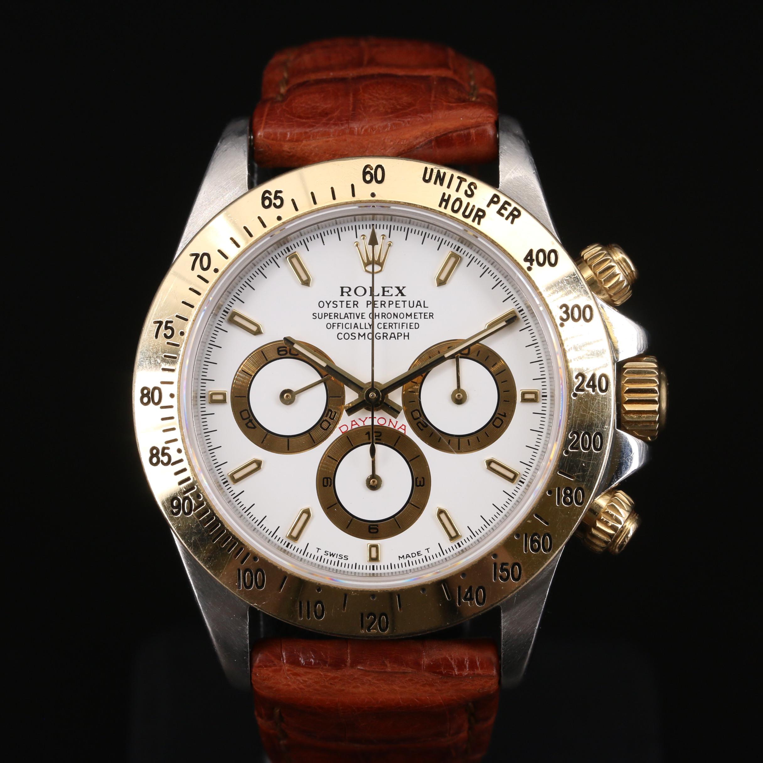 1997 Rolex Daytona 16523 Zenith 18K Gold and Stainless Steel Watch
