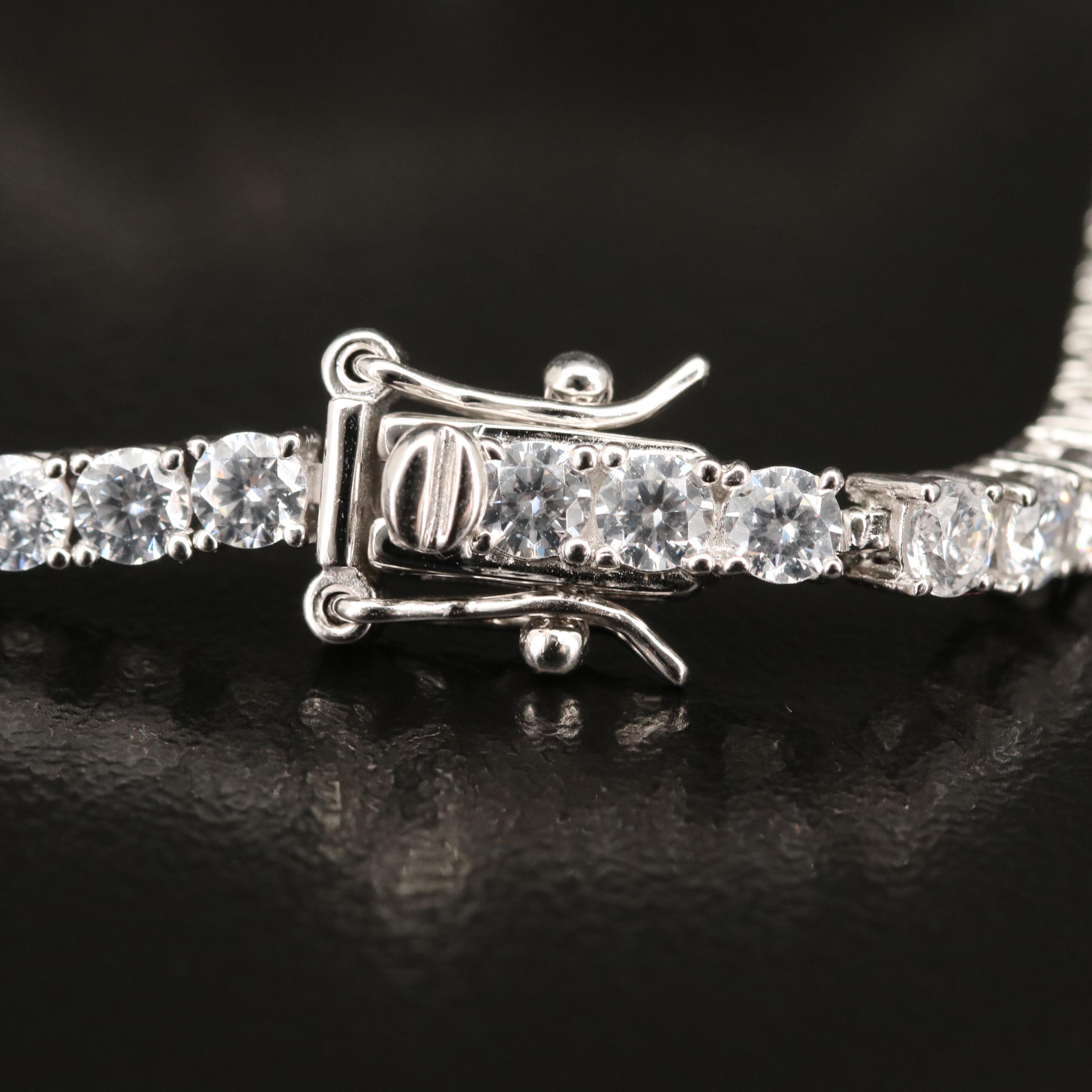 Vanna K Vintage Style Sterling Cubic Zirconia Openwork Pendant Line Bracelet