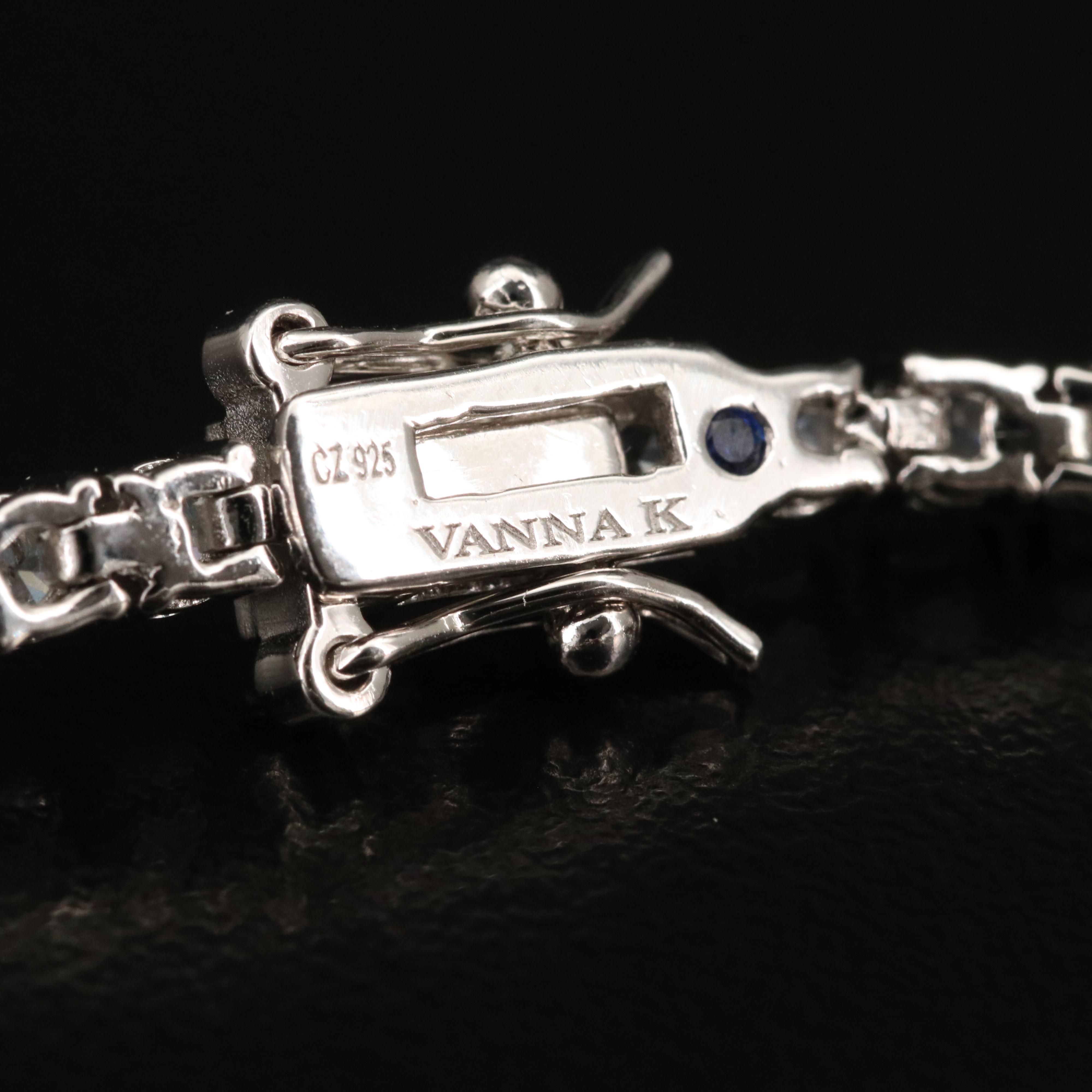 Vanna K Vintage Style Sterling Cubic Zirconia Openwork Pendant Line Bracelet
