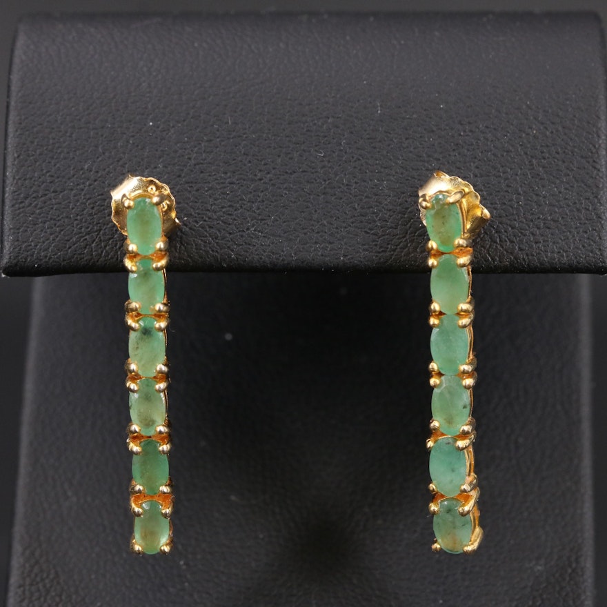 Sterling Emerald Line Earrings