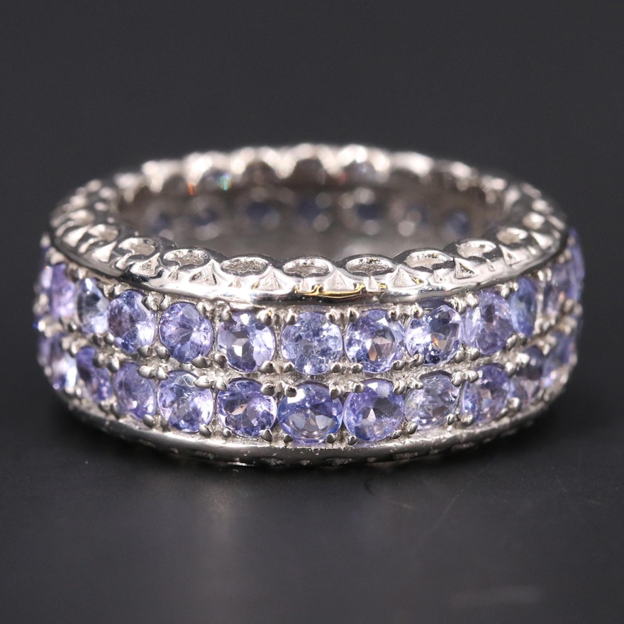 Sterling Tanzanite Double Row Eternity Band