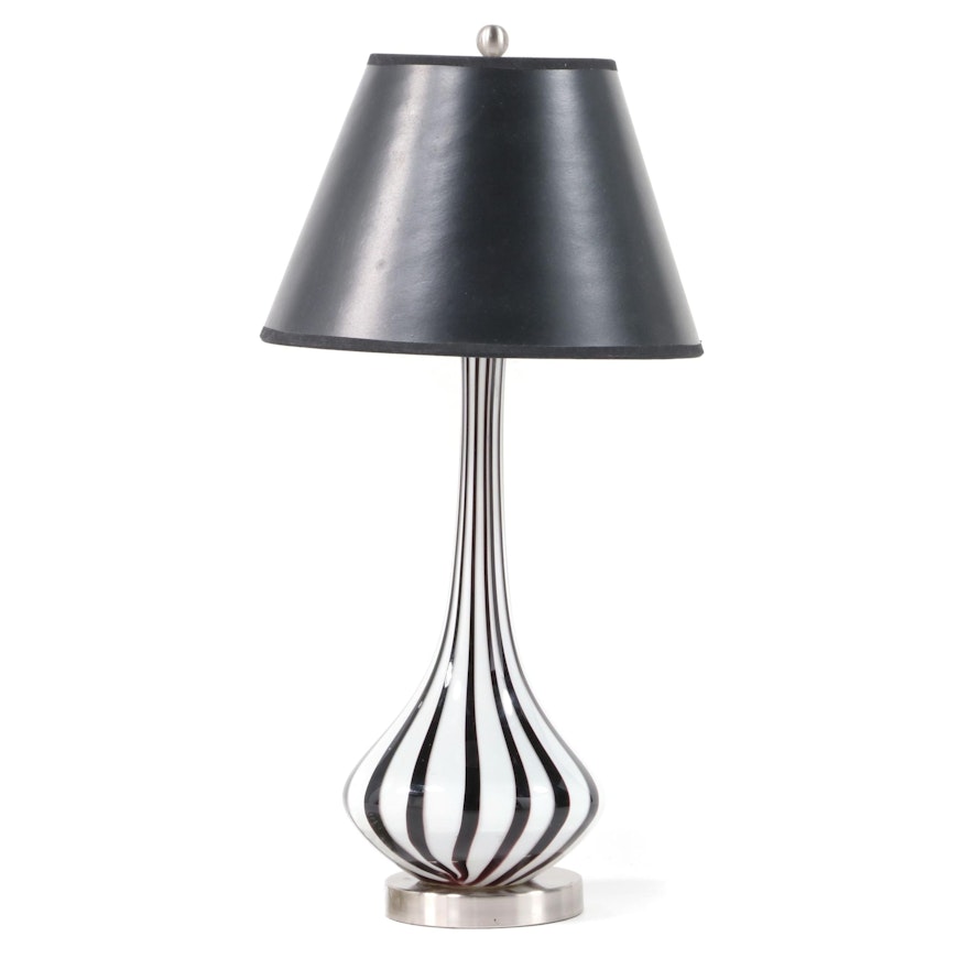 Murano Style Hand-Blown Striped Glass Lamp