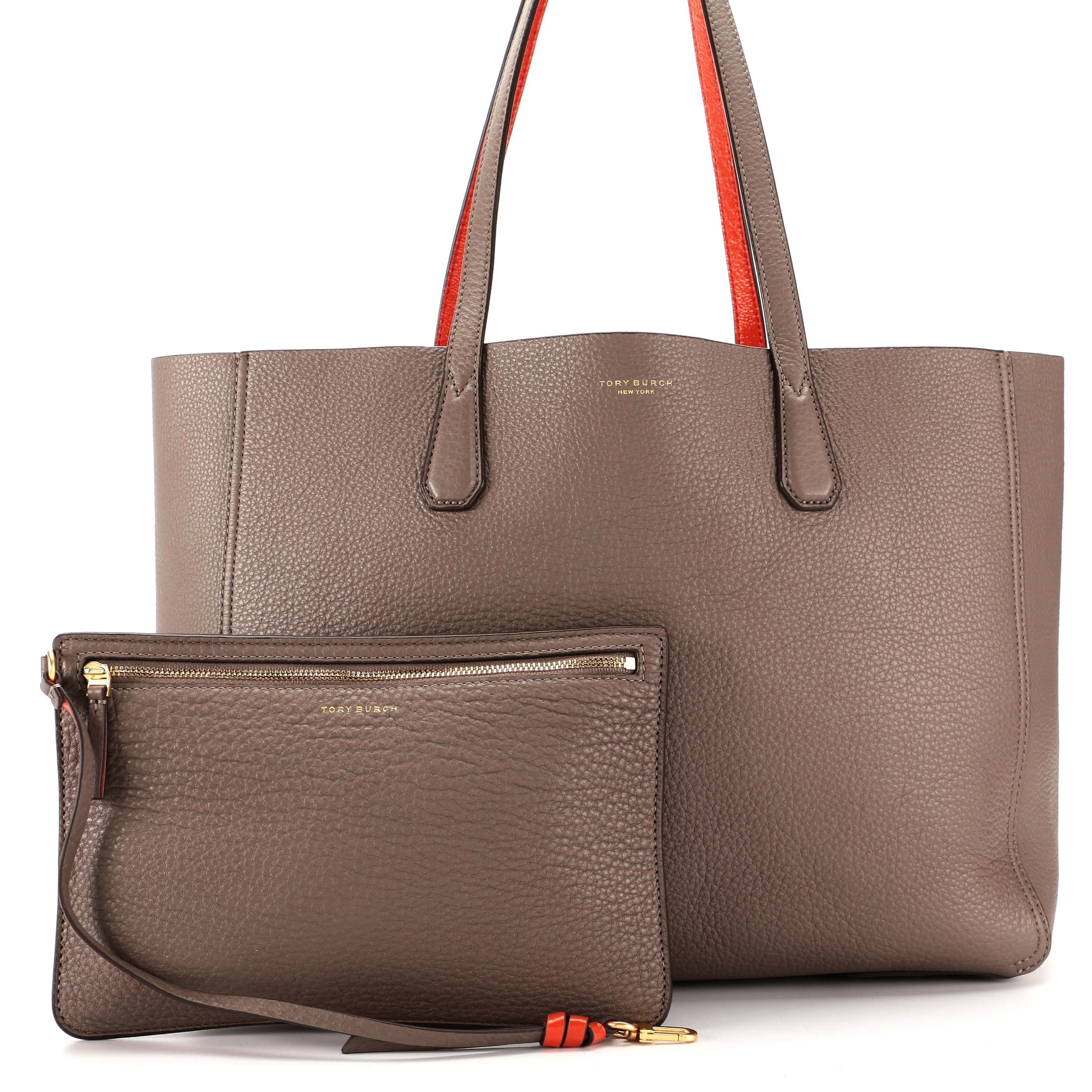 Tory Burch Perry Reversible Pebbled Leather Tote with Accessory Pouch