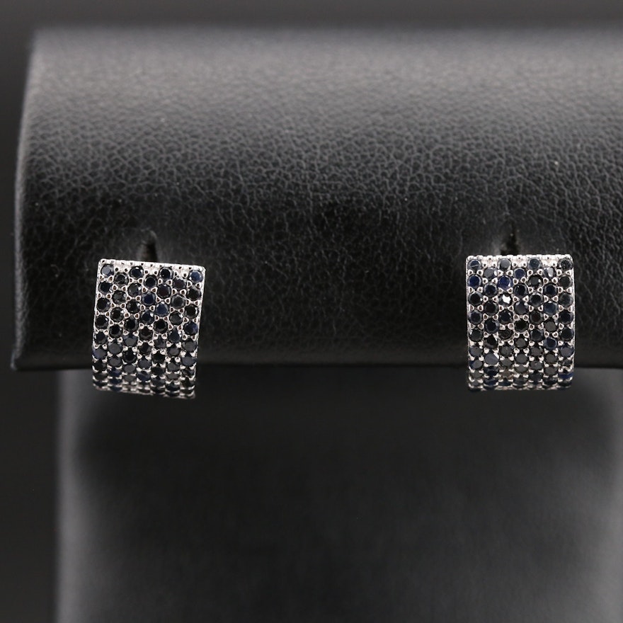 Sterling Sapphire Hinged Huggie Earrings