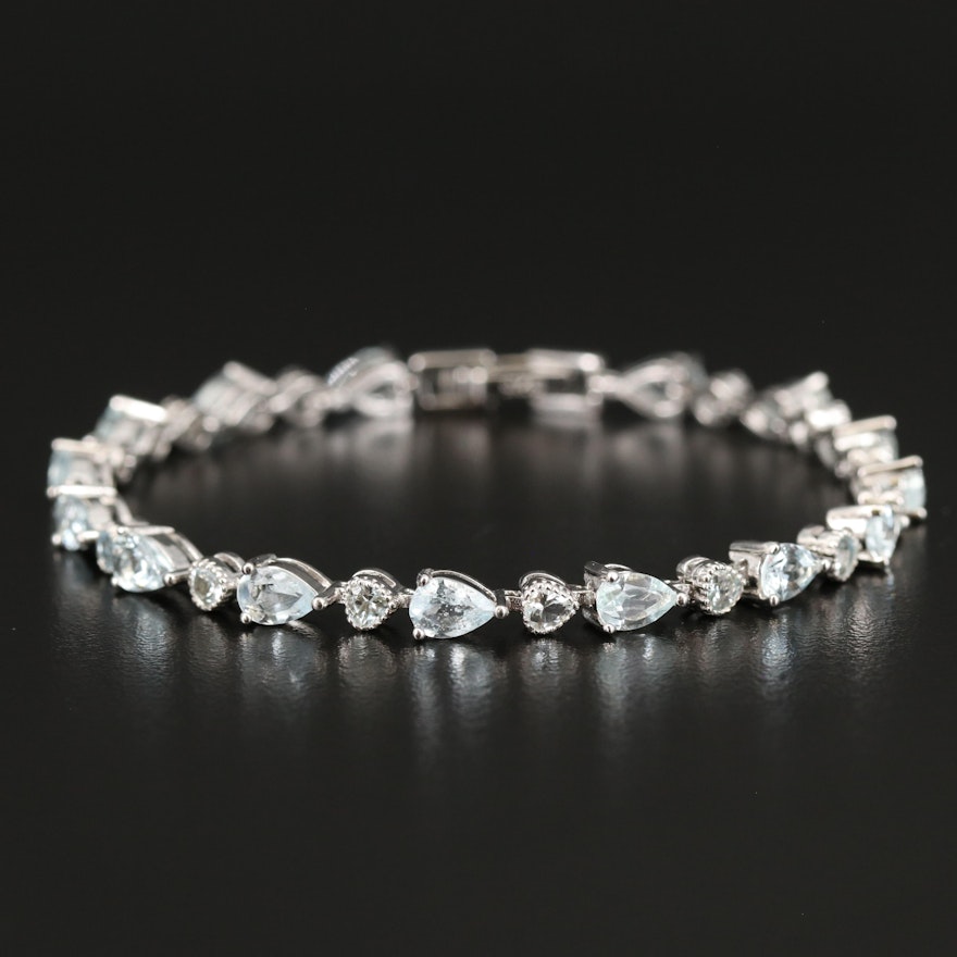 Sterling Aquamarine Line Bracelet