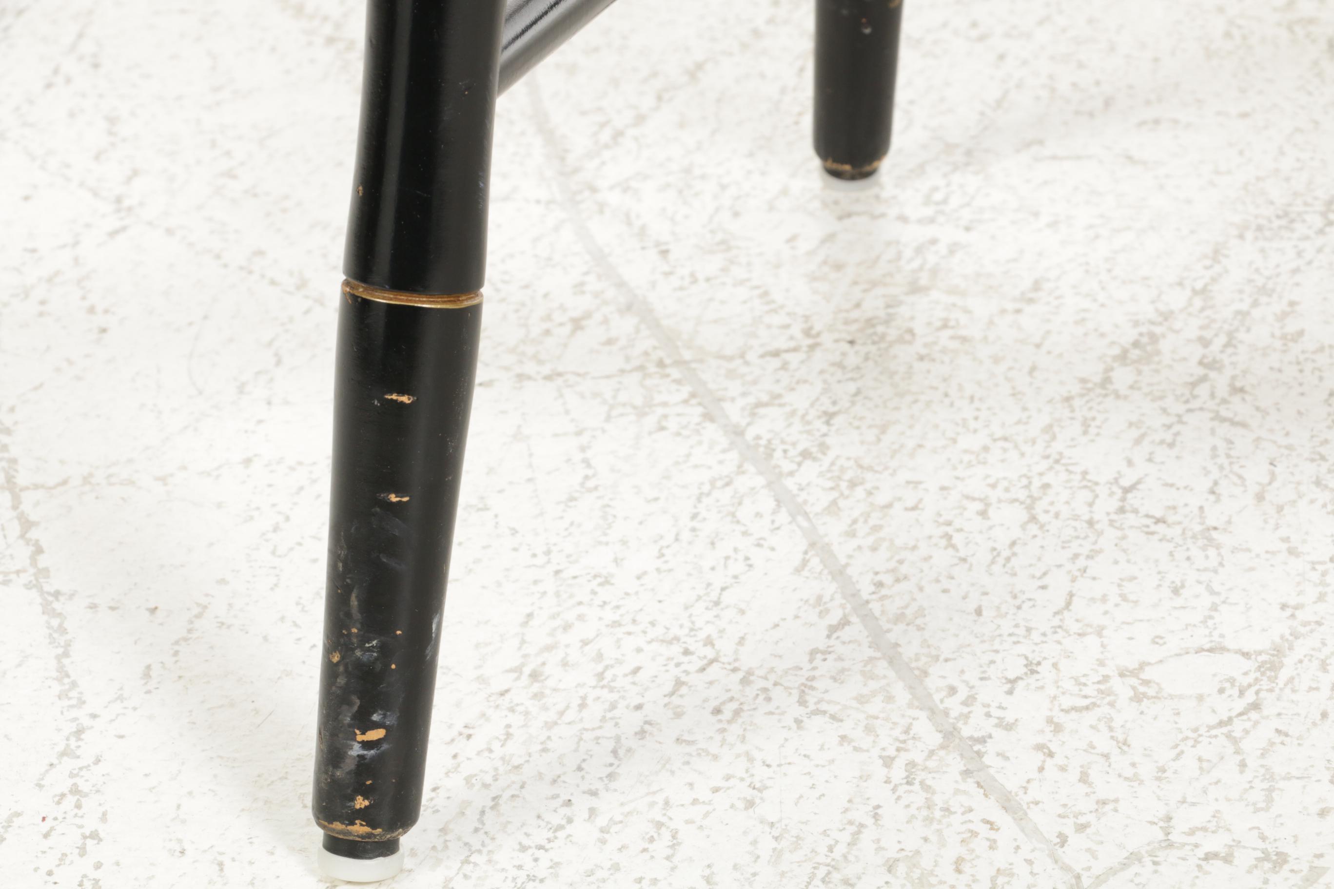 Ethan Allen Stencil-Painted, Ebonized and Parcel-Gilt Maple Arrow-Back Bench