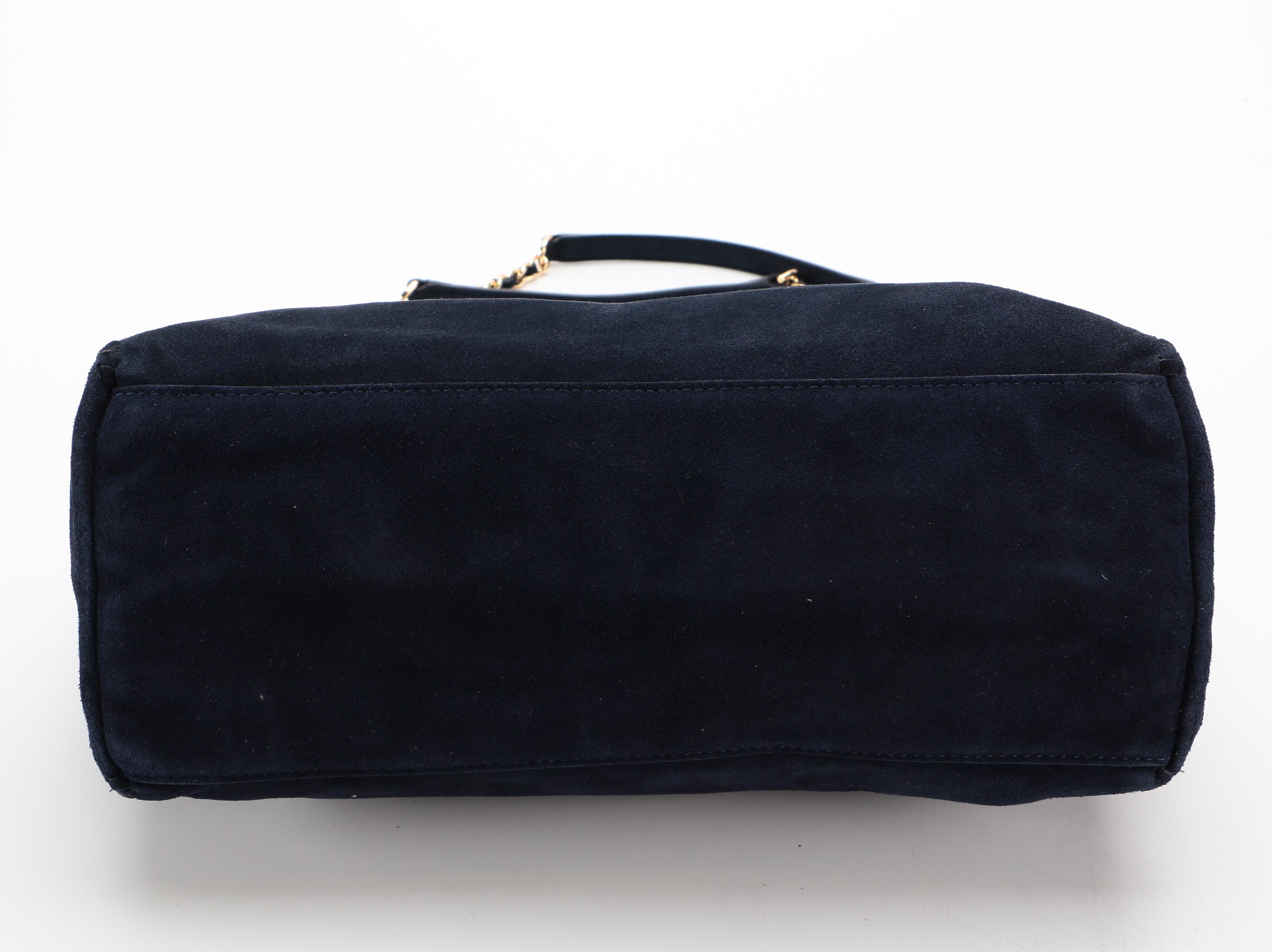 Tory Burch Navy Suede Shoulder Bag and Vinyl Cosmetics Pouch