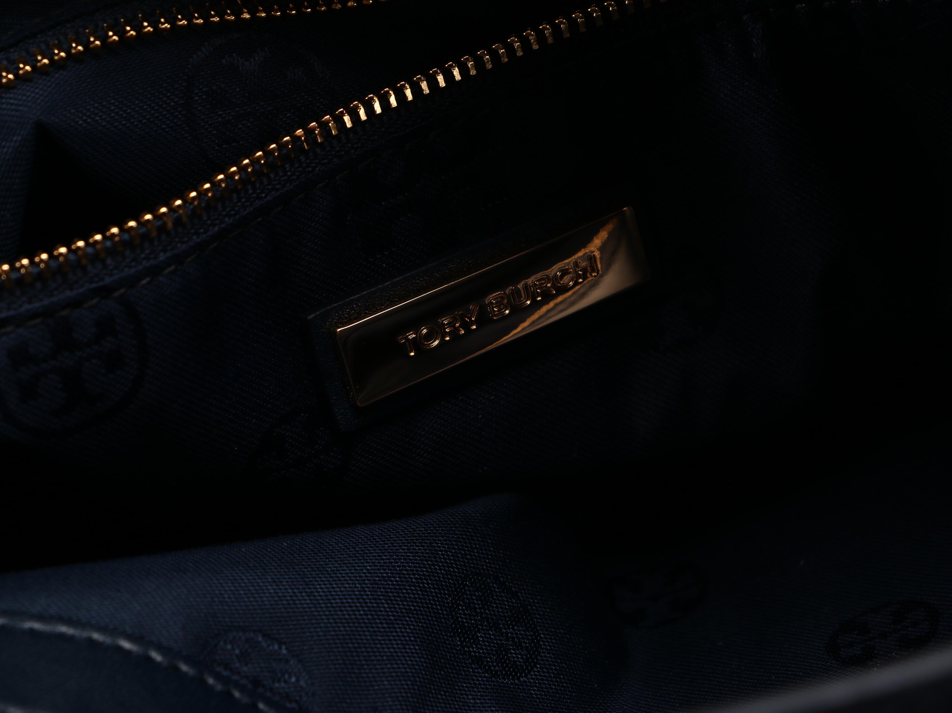 Tory Burch Navy Suede Shoulder Bag and Vinyl Cosmetics Pouch