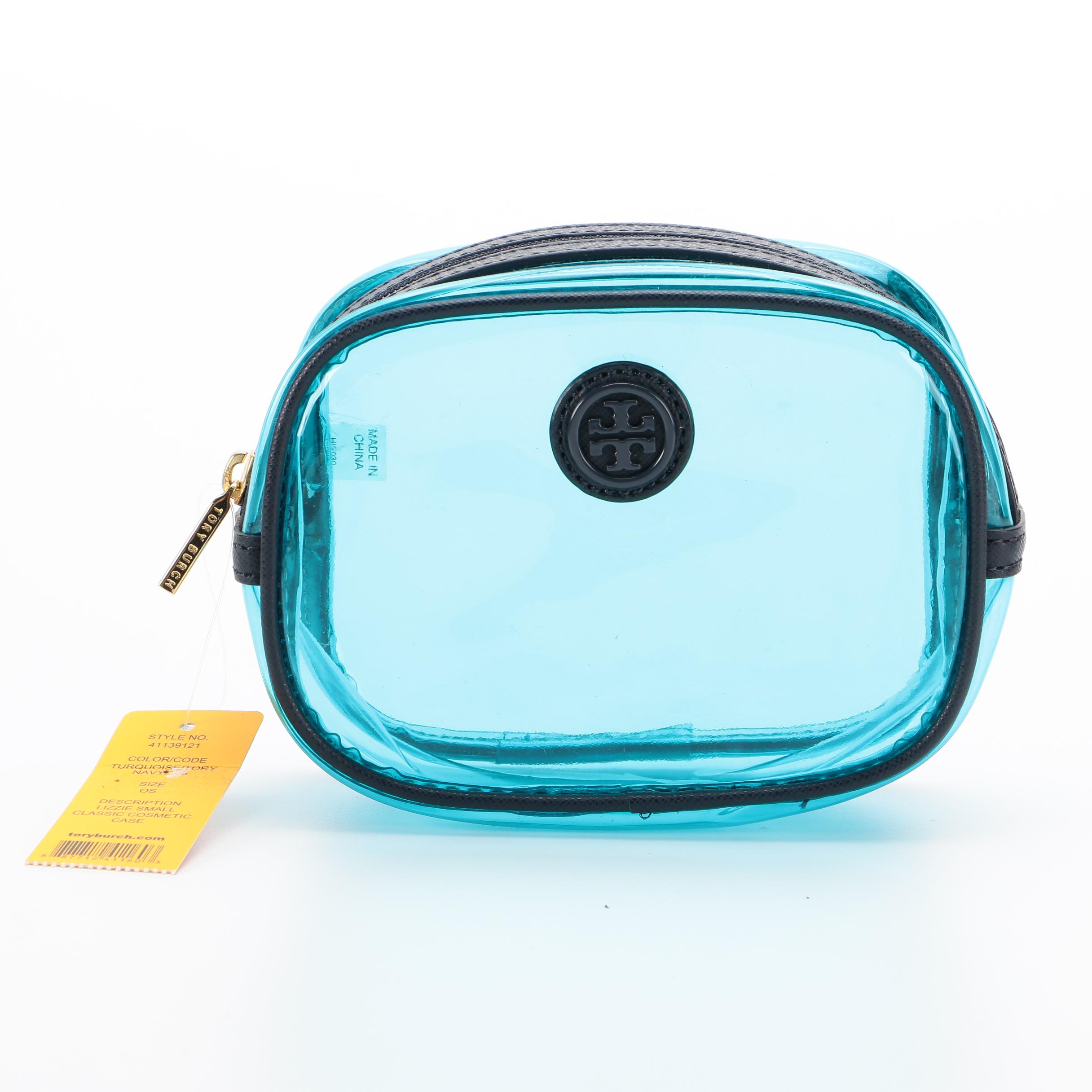 Tory Burch Navy Suede Shoulder Bag and Vinyl Cosmetics Pouch