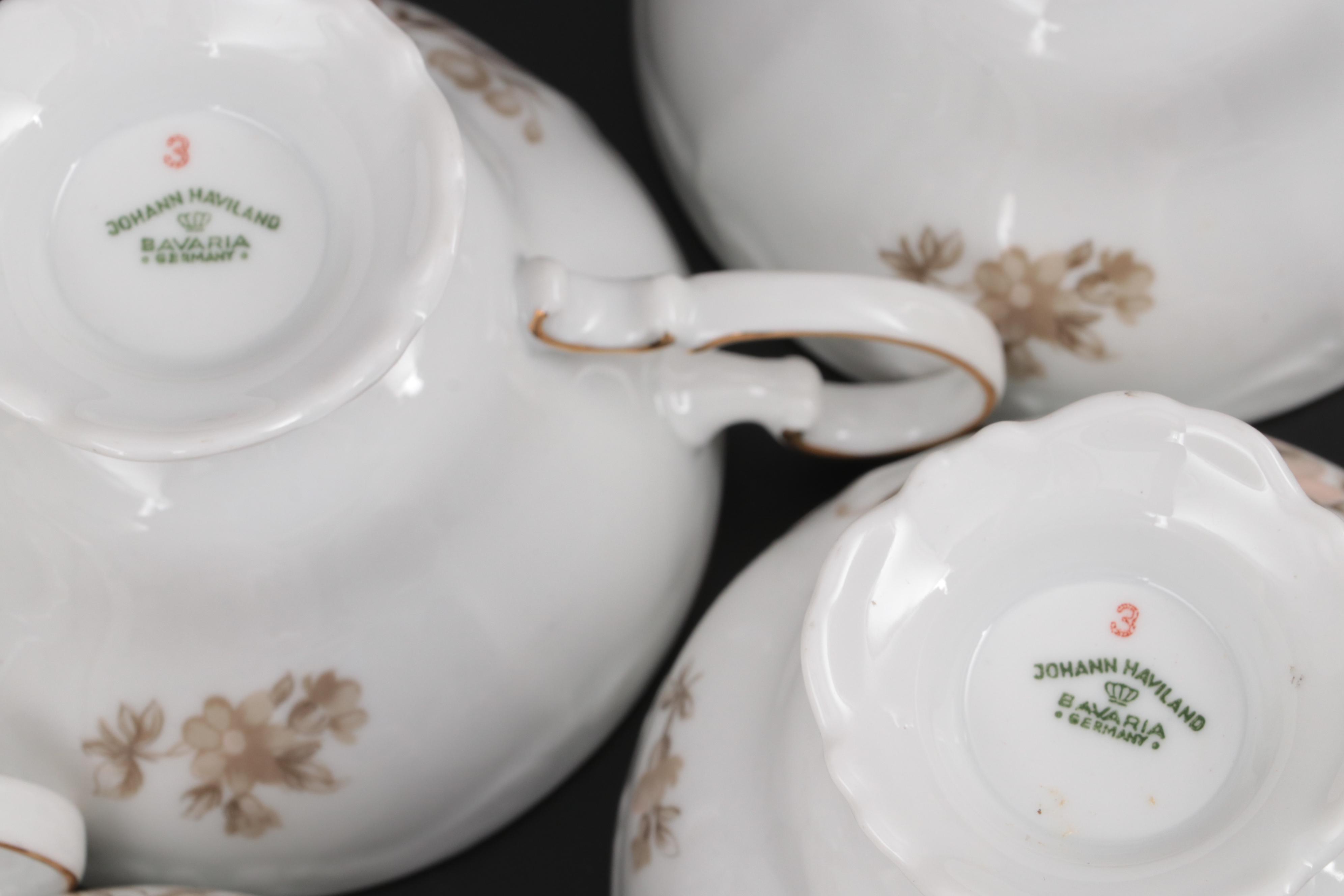 Johann Haviland German "Sepia Rose" Bone China, 20th Century